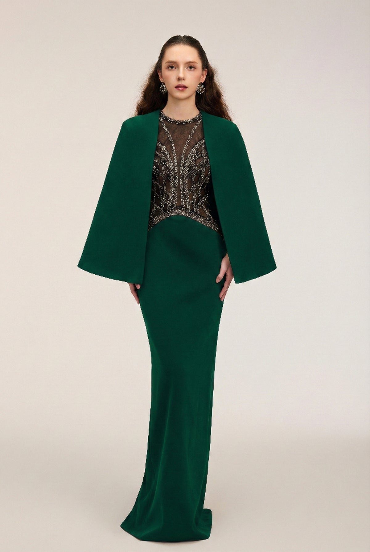 Yara Crepe & Tulle dress  and Anaya Crepe Cape