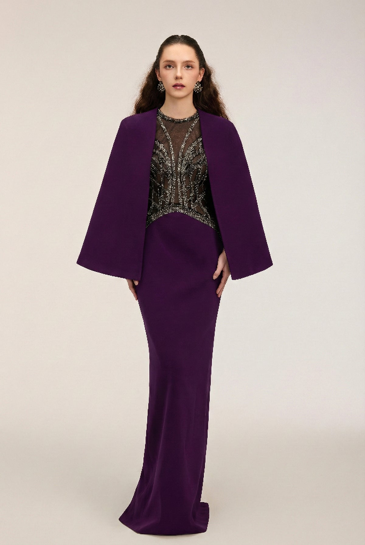 Yara Crepe & Tulle dress  and Anaya Crepe Cape