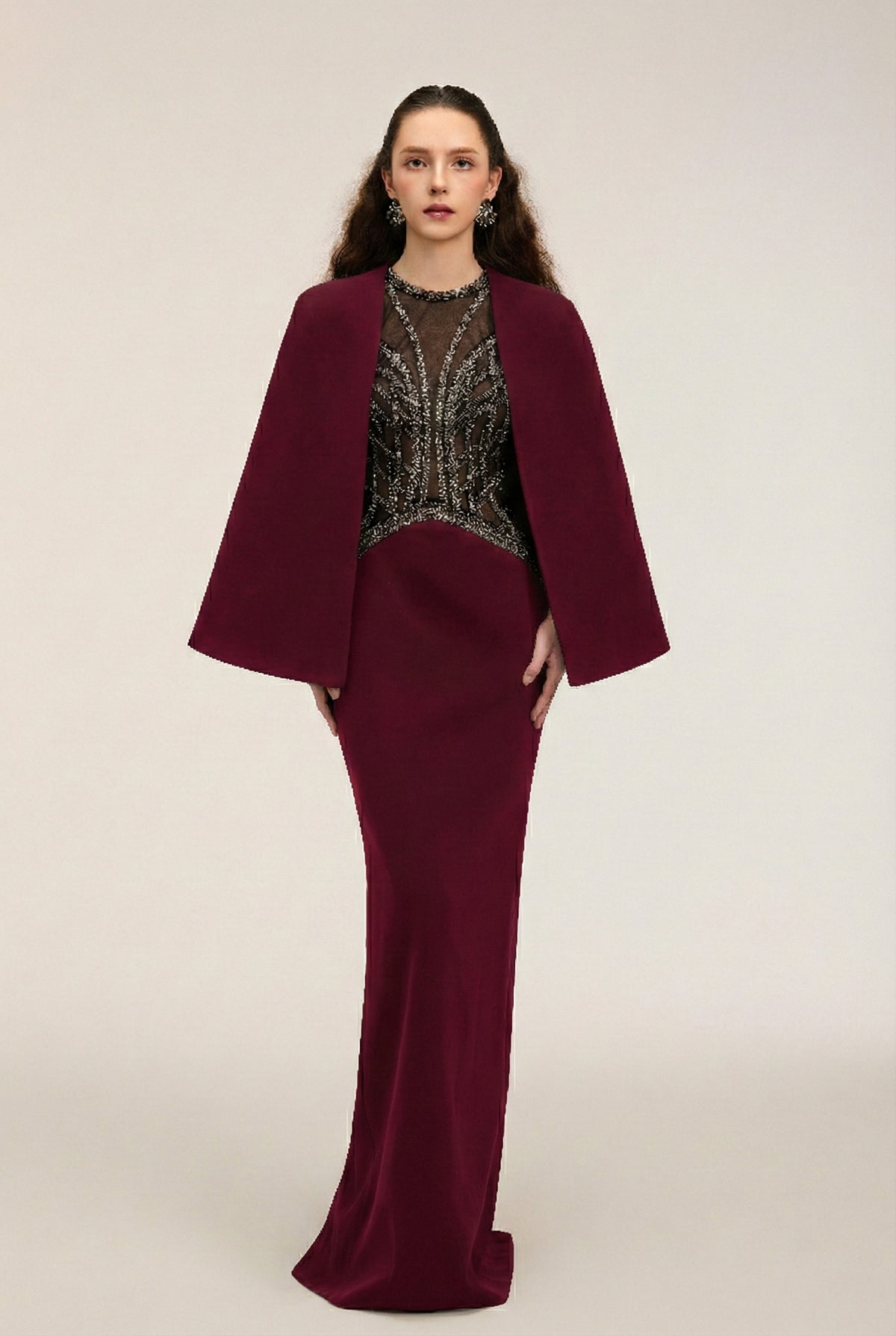 Yara Crepe & Tulle dress  and Anaya Crepe Cape