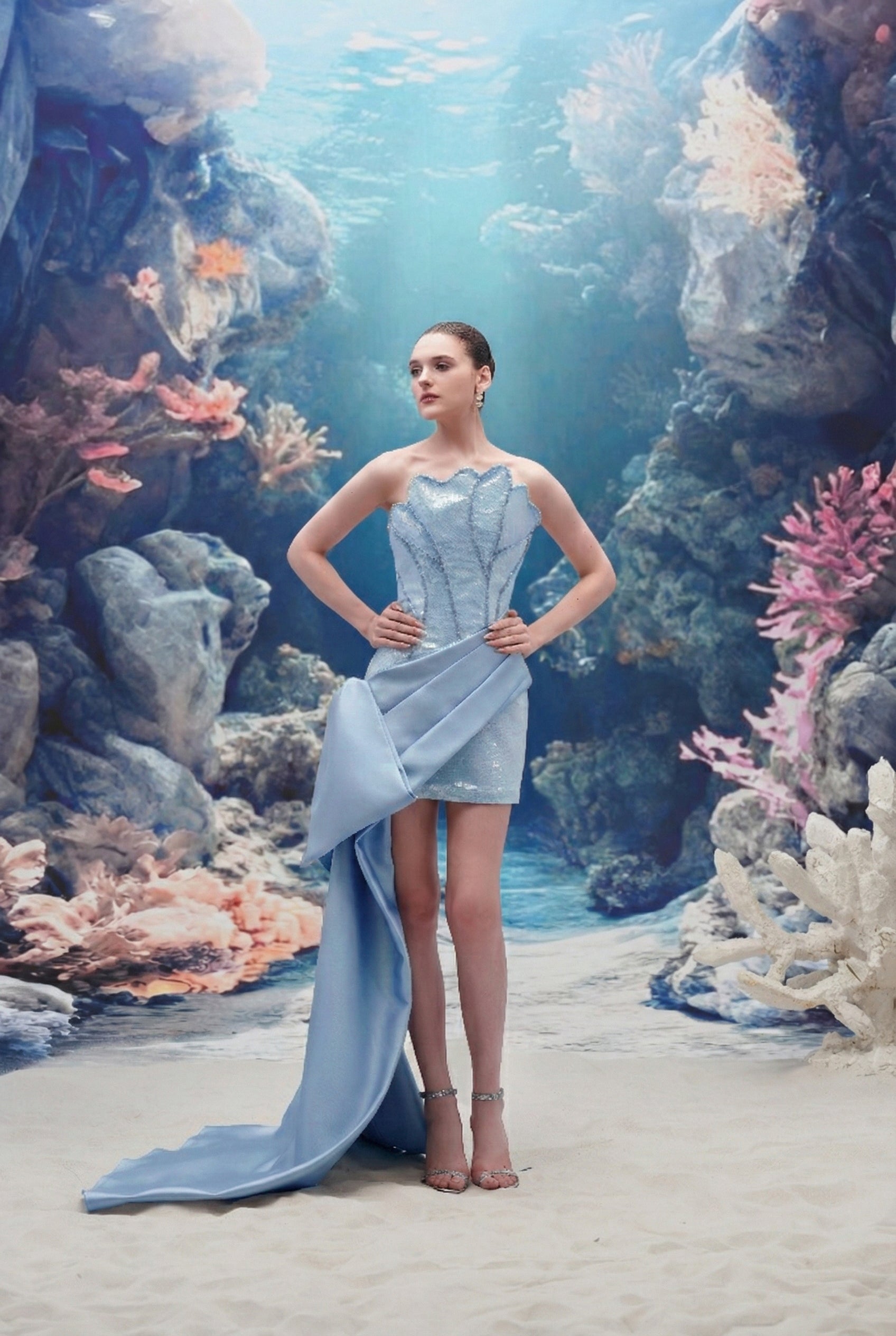 Mazu Sequin & Royal Taffeta Dress