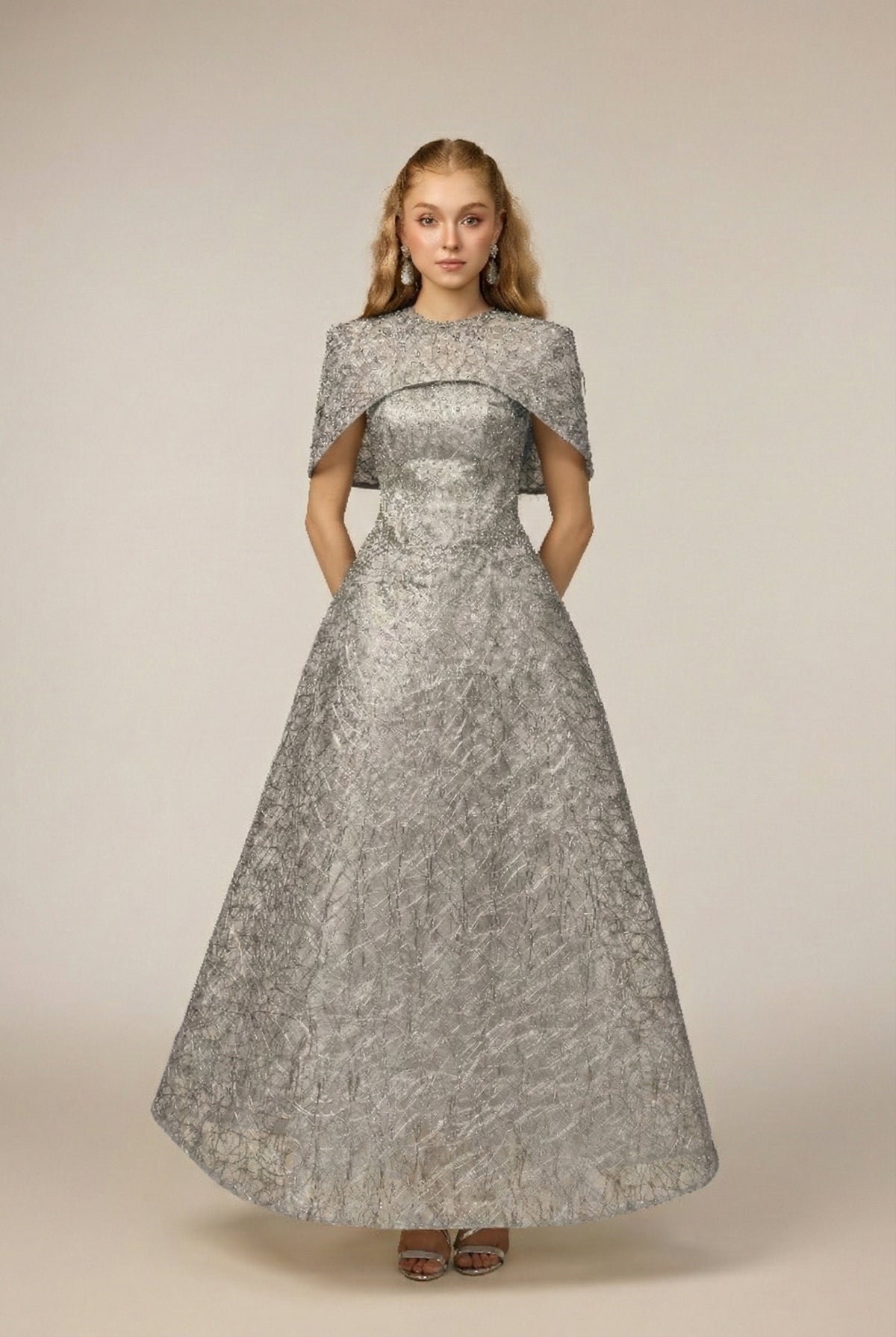 Farah Metallic Fiber Tulle dress