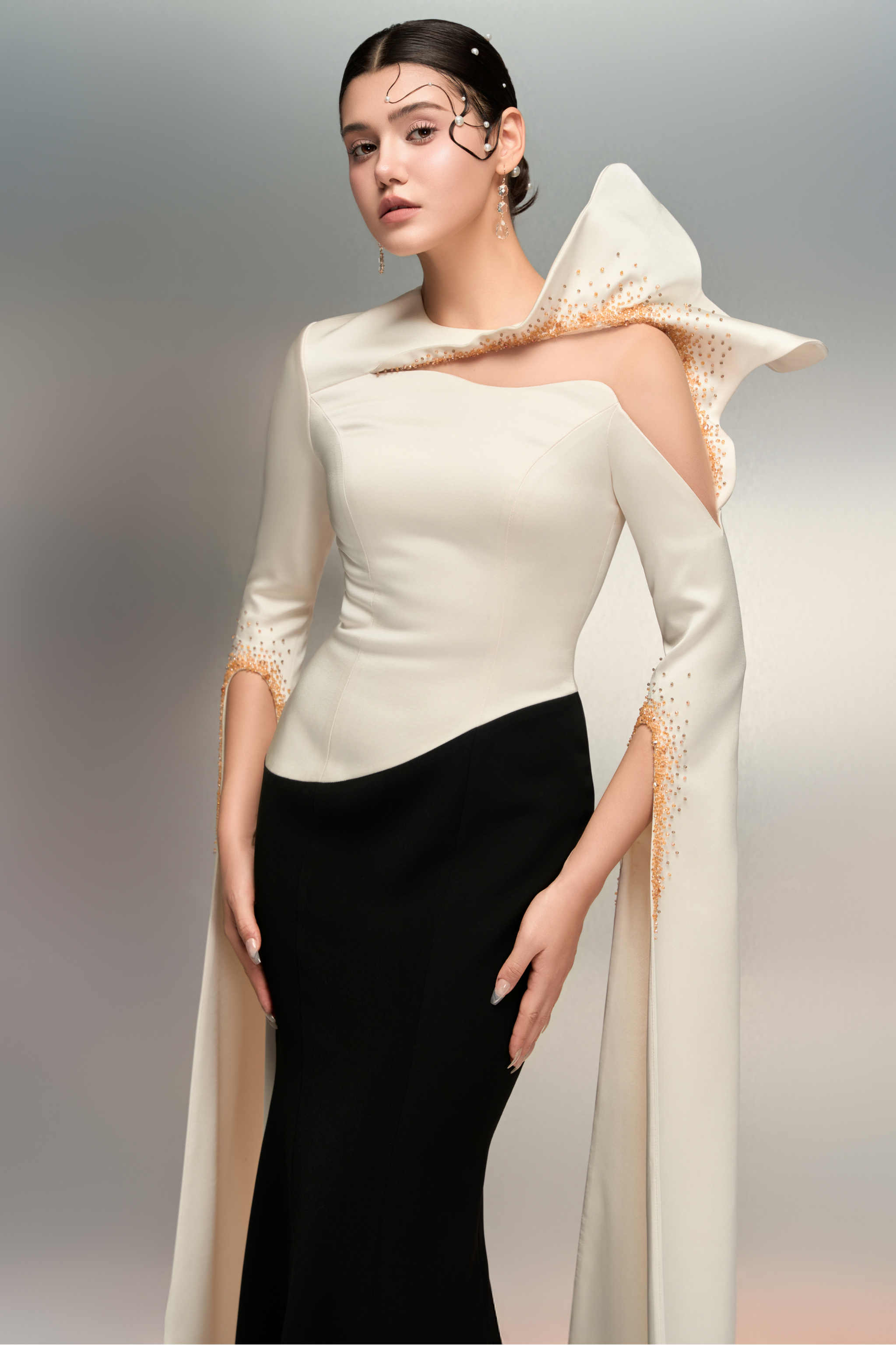 Ghala silk taffeta and crepe dress