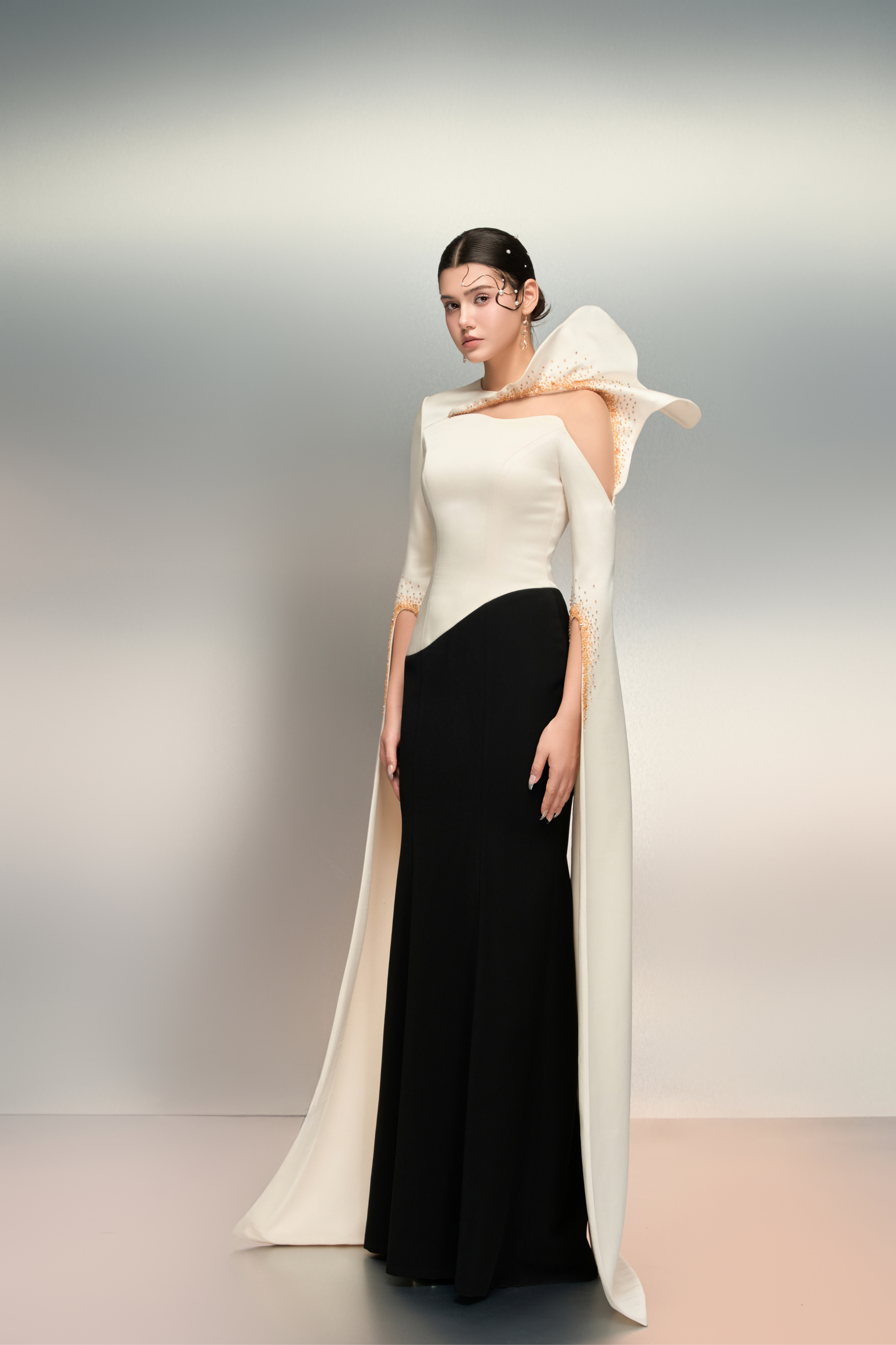 Ghala silk taffeta and crepe dress