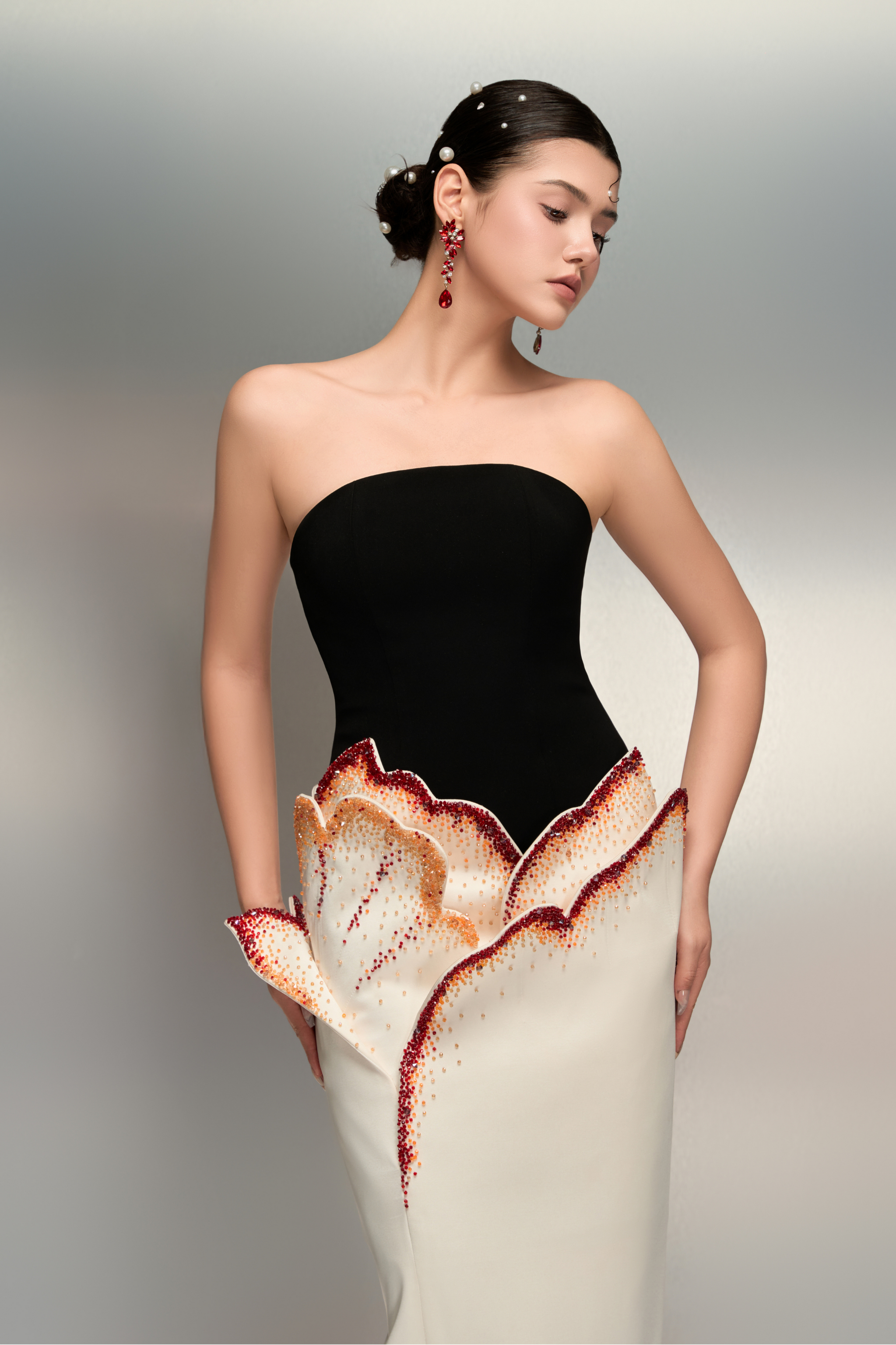 Shamsa crepe and silk taffeta dress