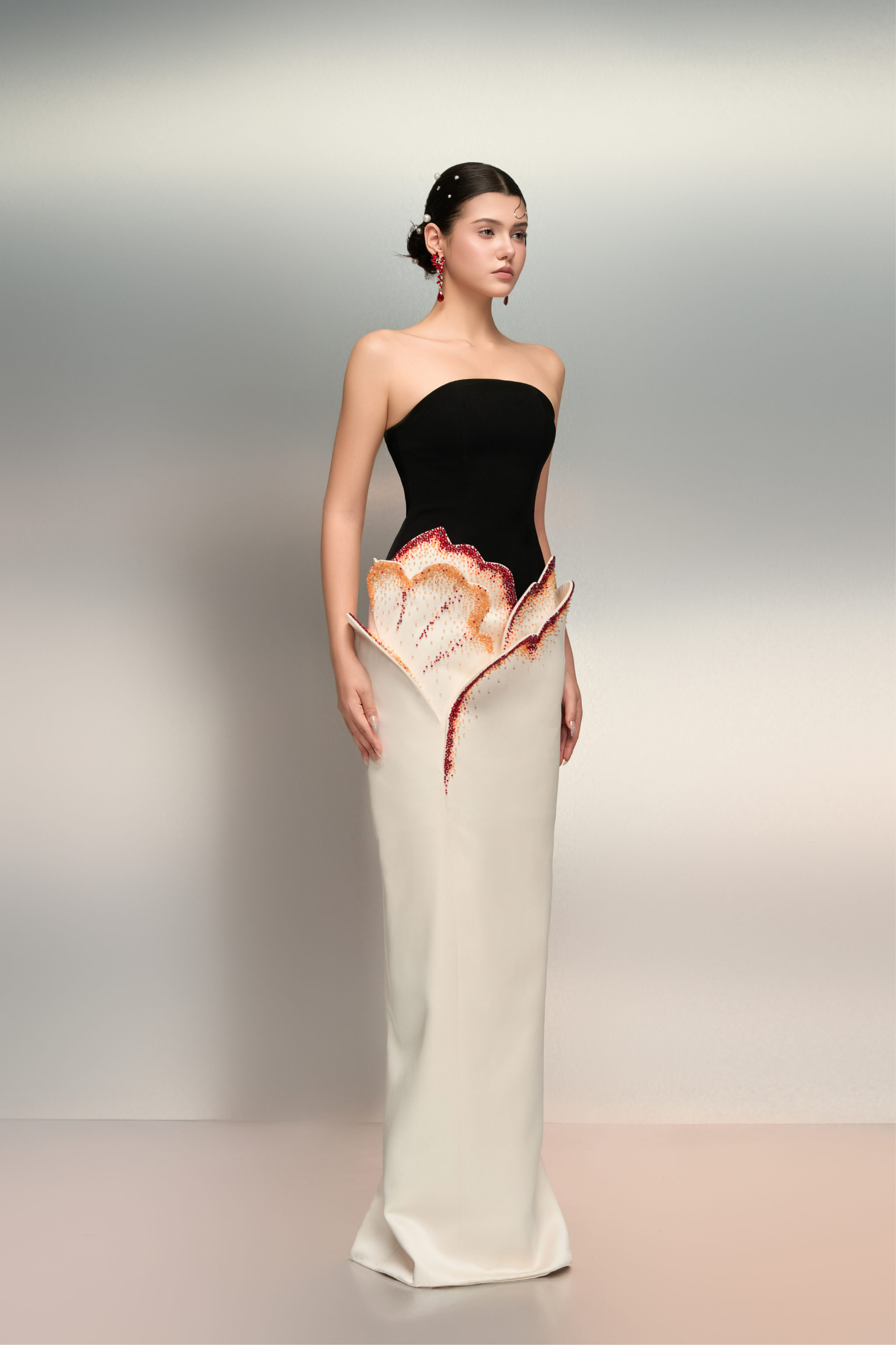 Shamsa crepe and silk taffeta dress