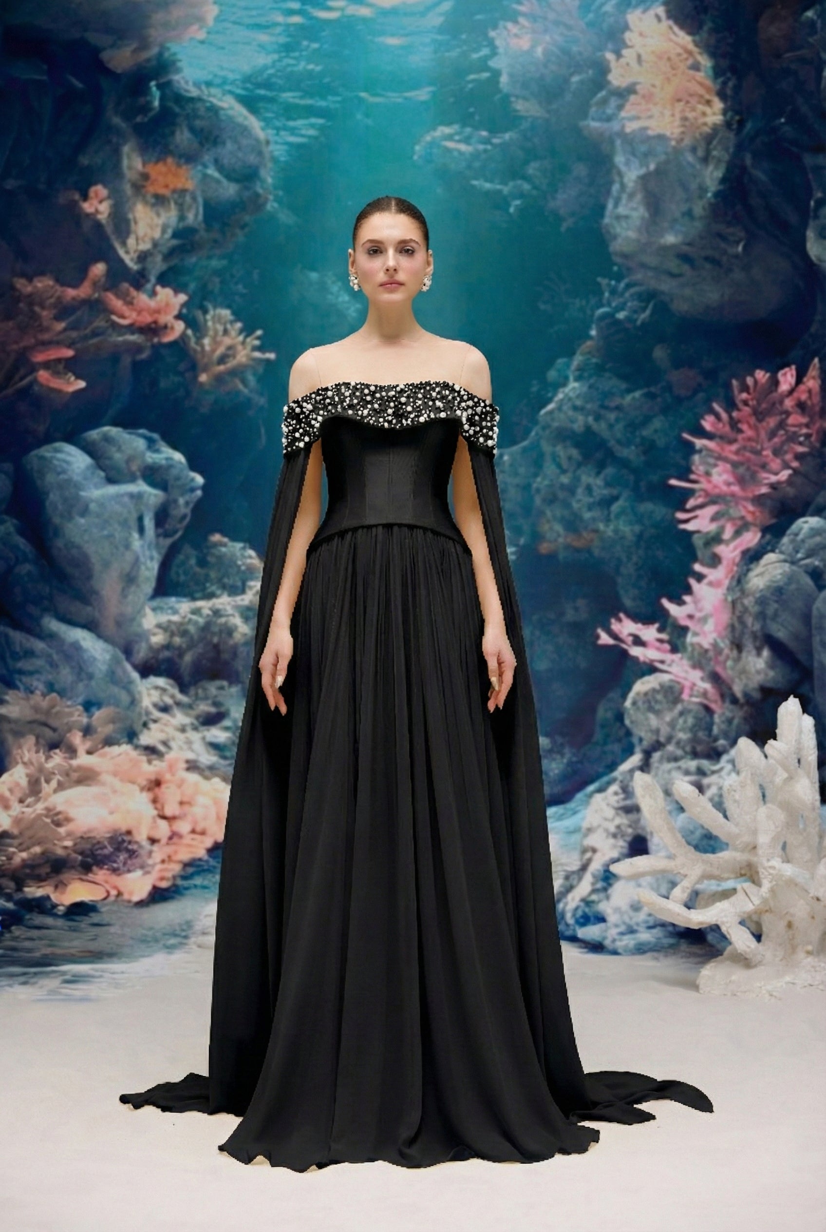 Isabeau Royal Taffeta & Chiffon Dress