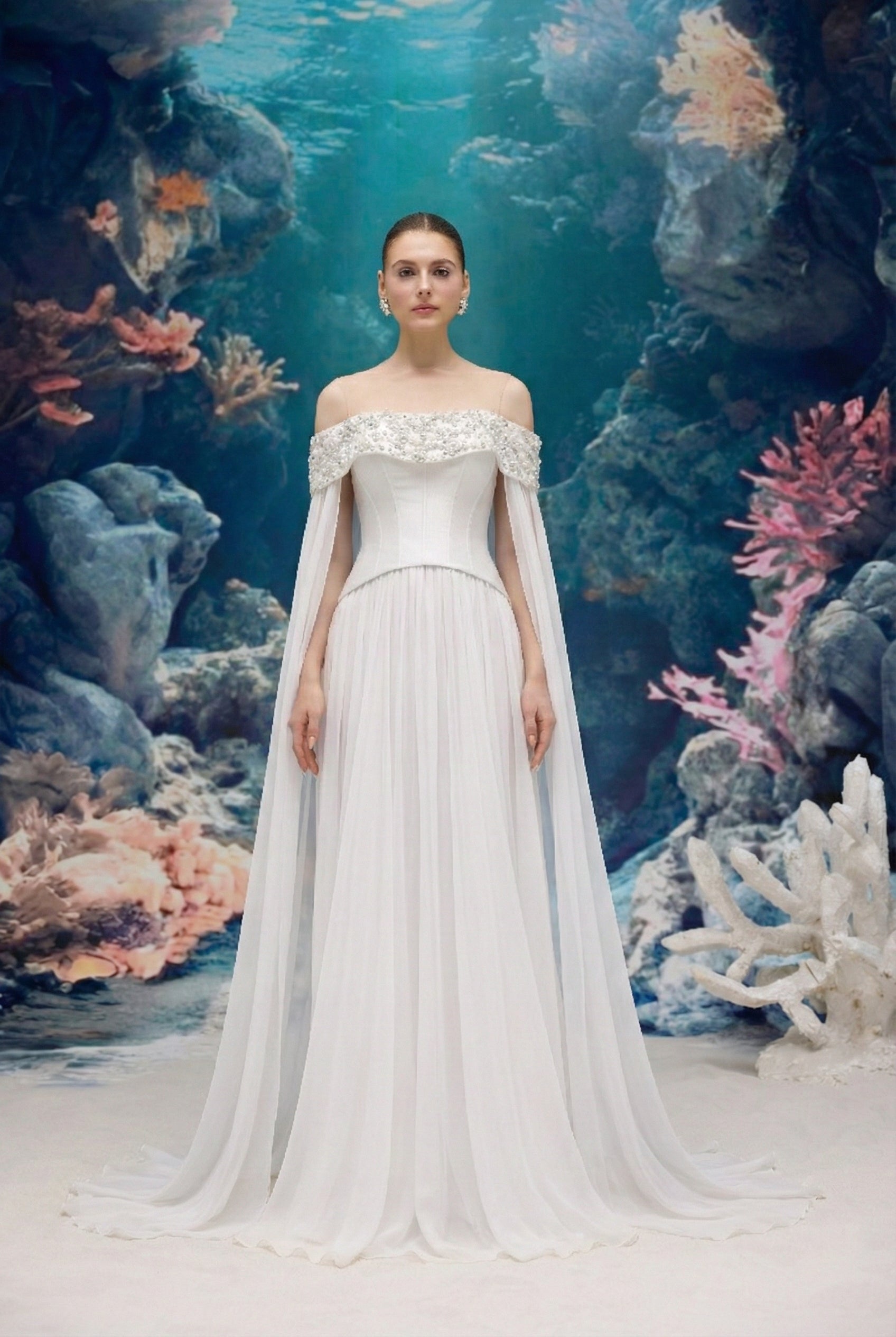 Isabeau Royal Taffeta & Chiffon Dress