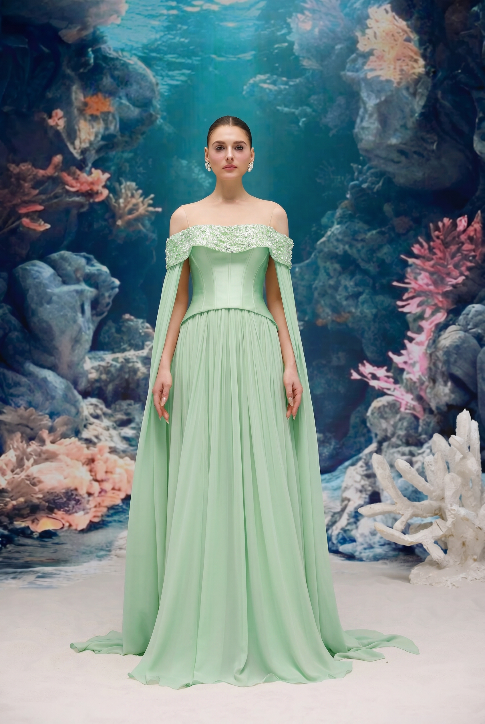 Isabeau Royal Taffeta & Chiffon Dress