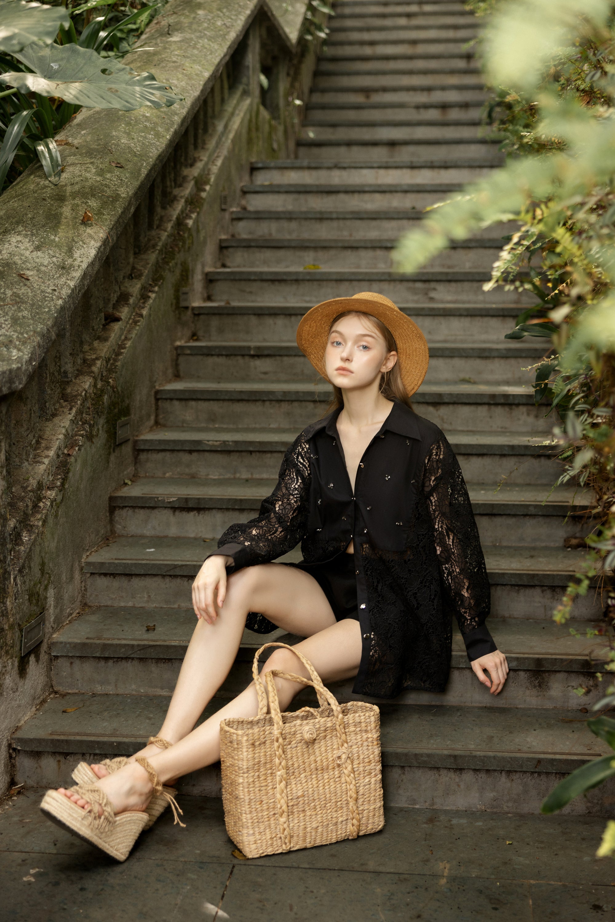 Set Astrid lace crystal shirt