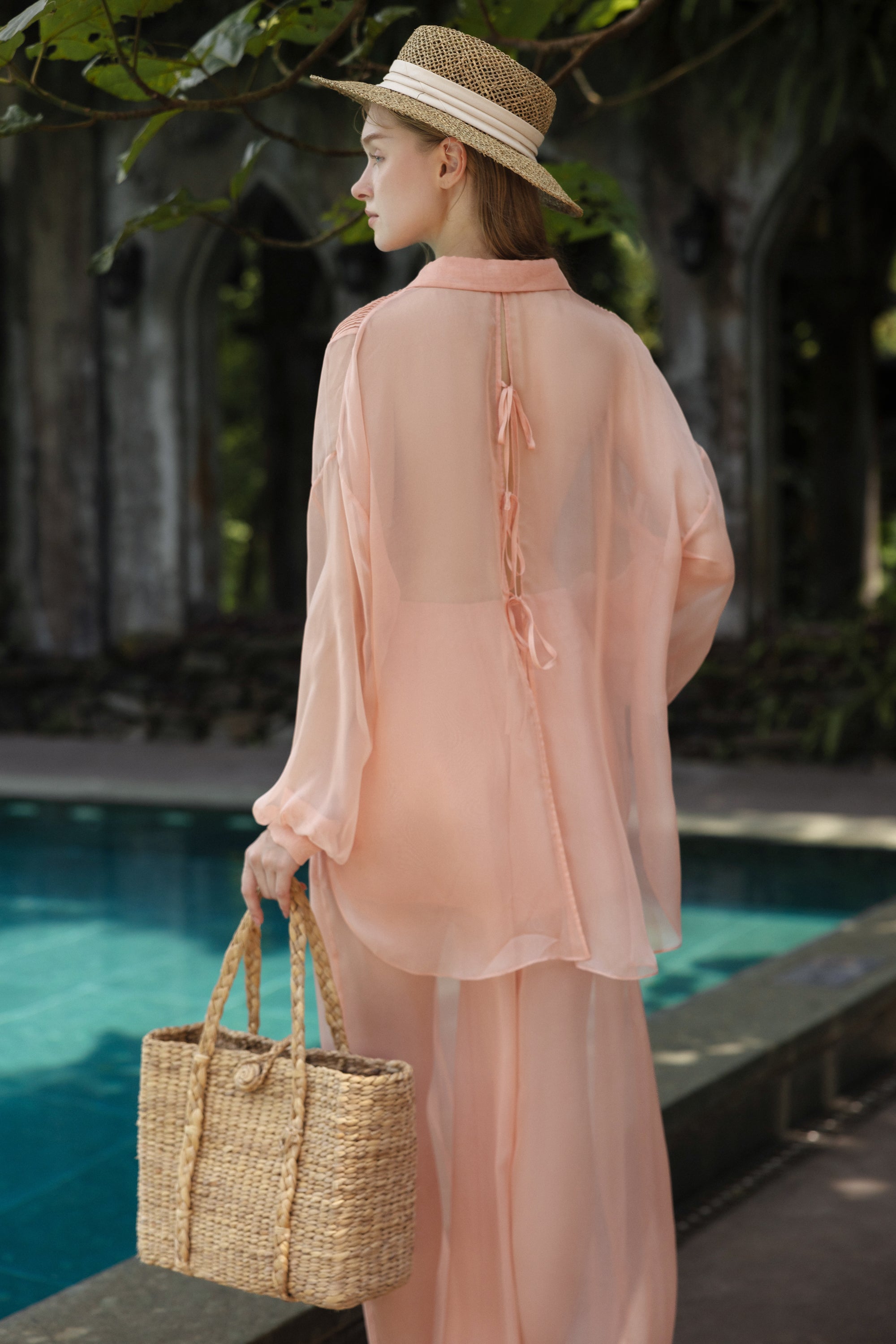 Set Melita silk pleated shirt & silk pants