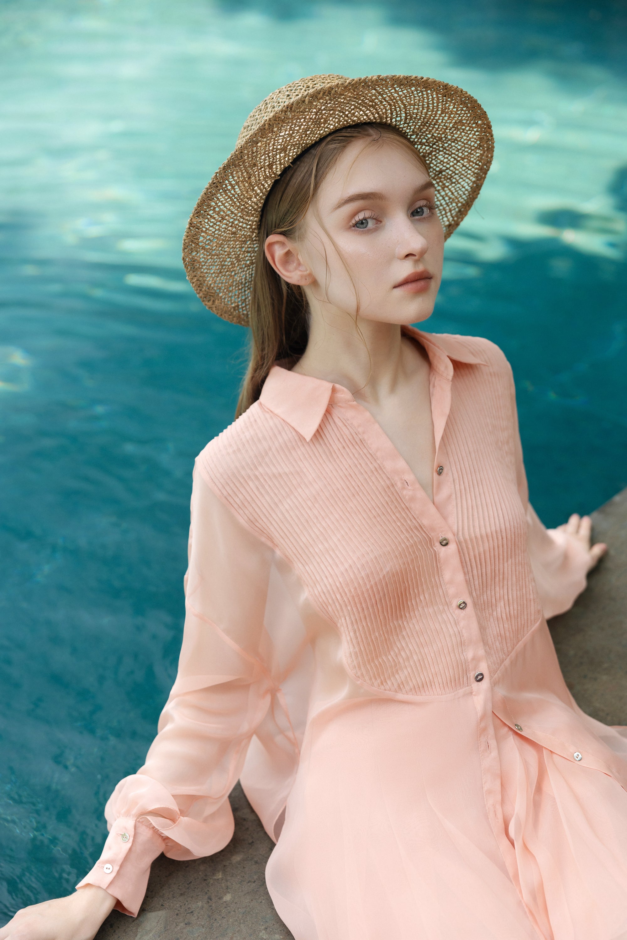 Set Melita silk pleated shirt & silk pants