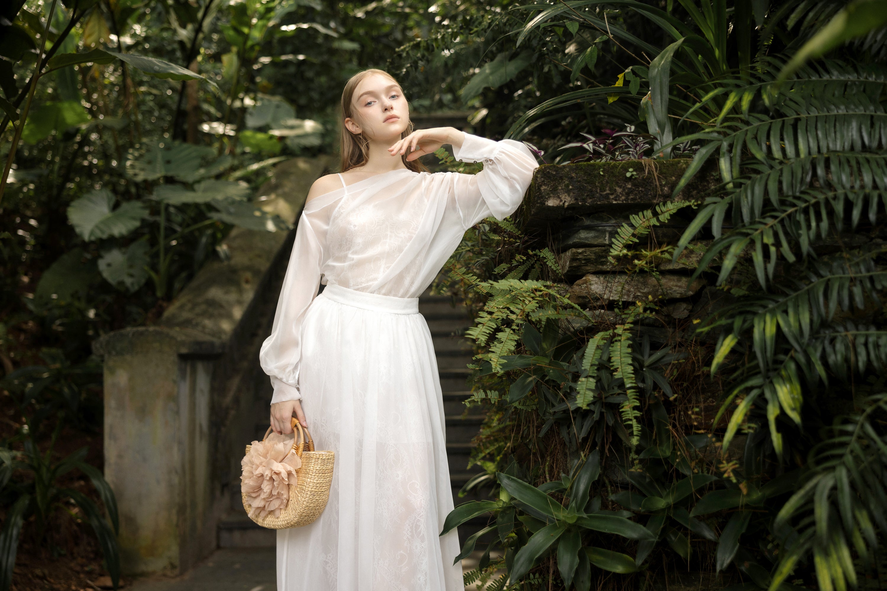 Set Eugenie silk Drop Shoulder Top with skirt