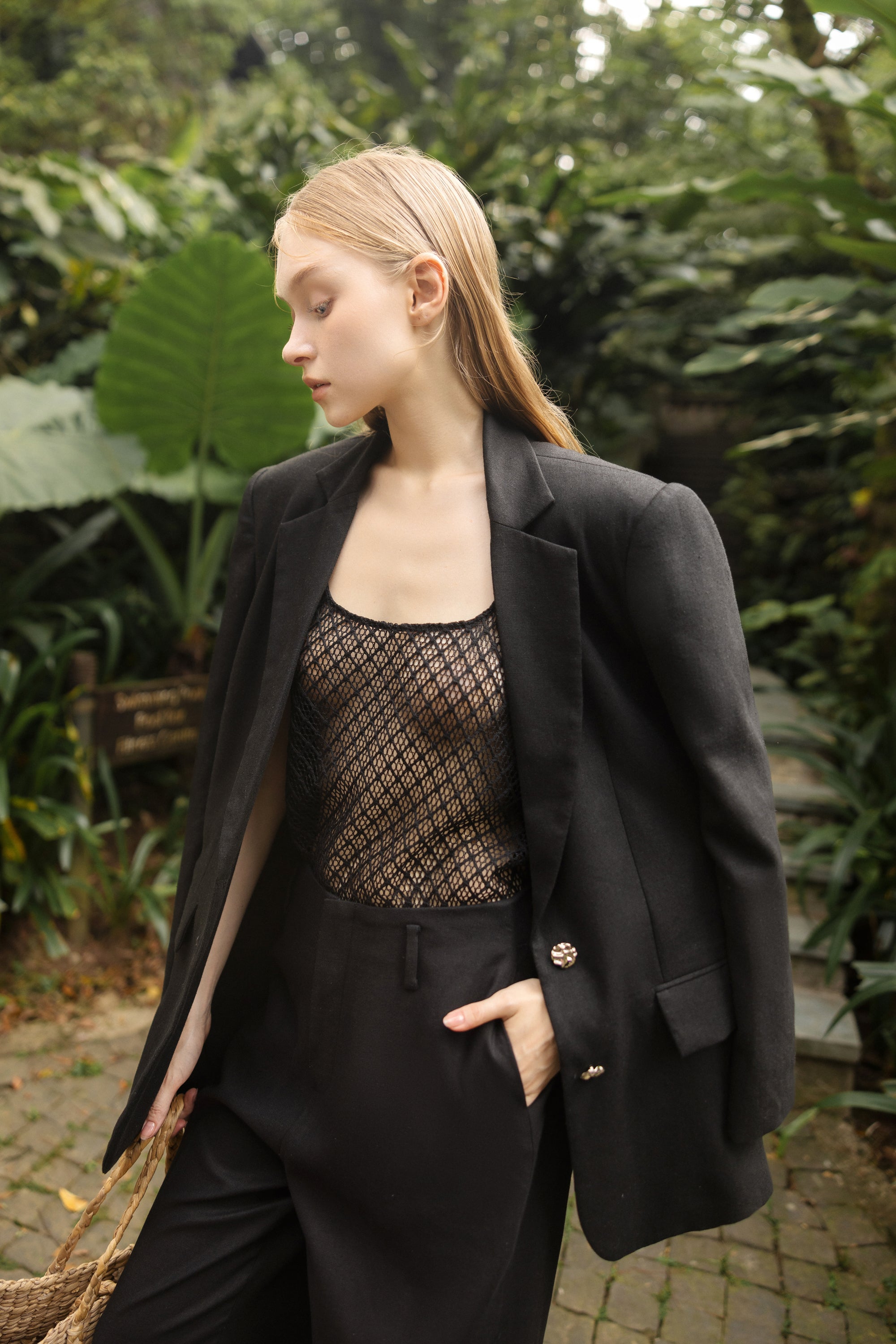 Set Beatrix linen straight blazer with linen pant