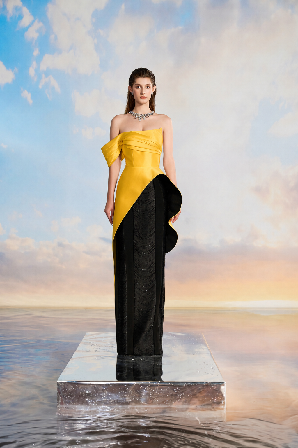 Amelinda Royal Taffeta peplum dress