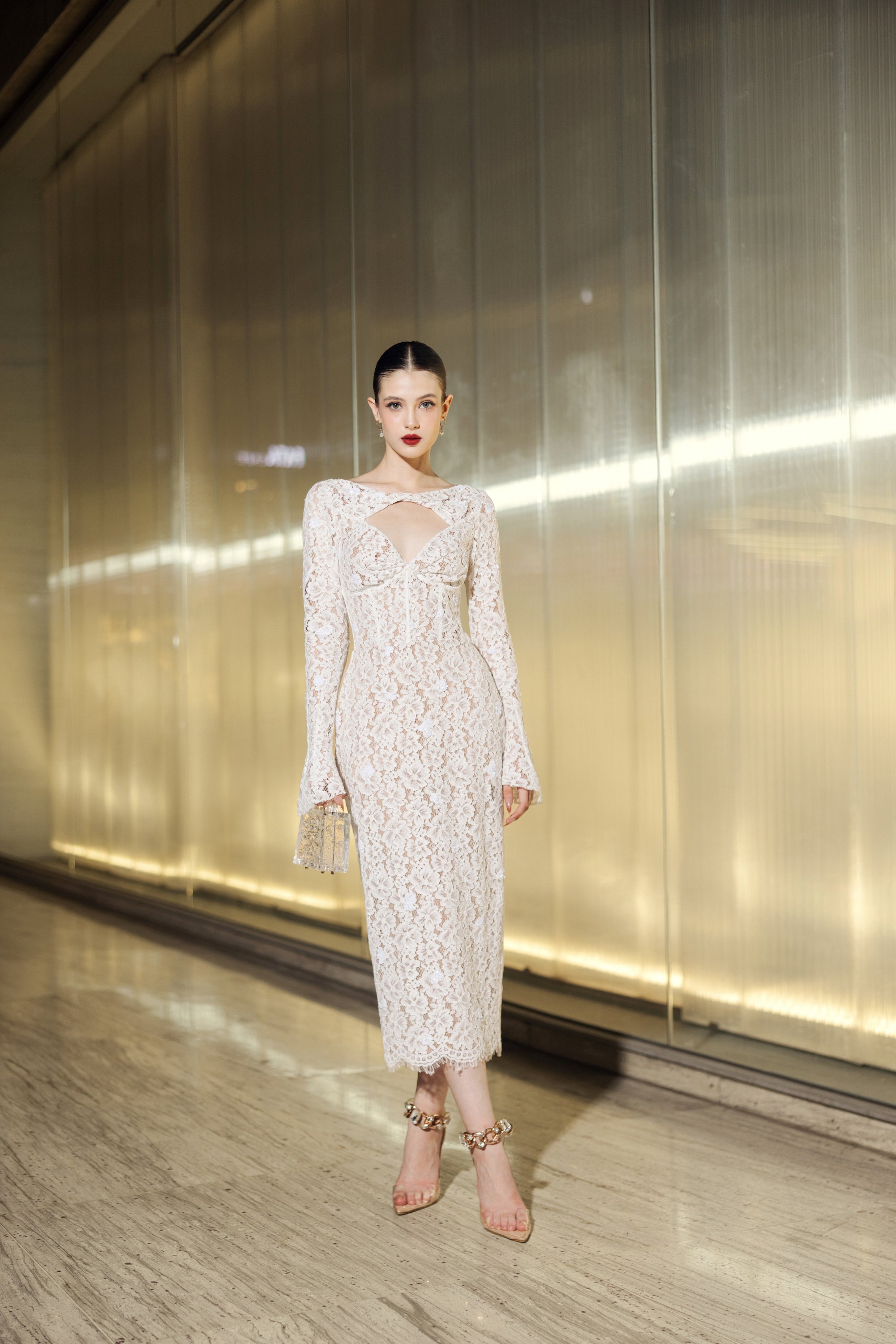 Avery floral lace cut out dress