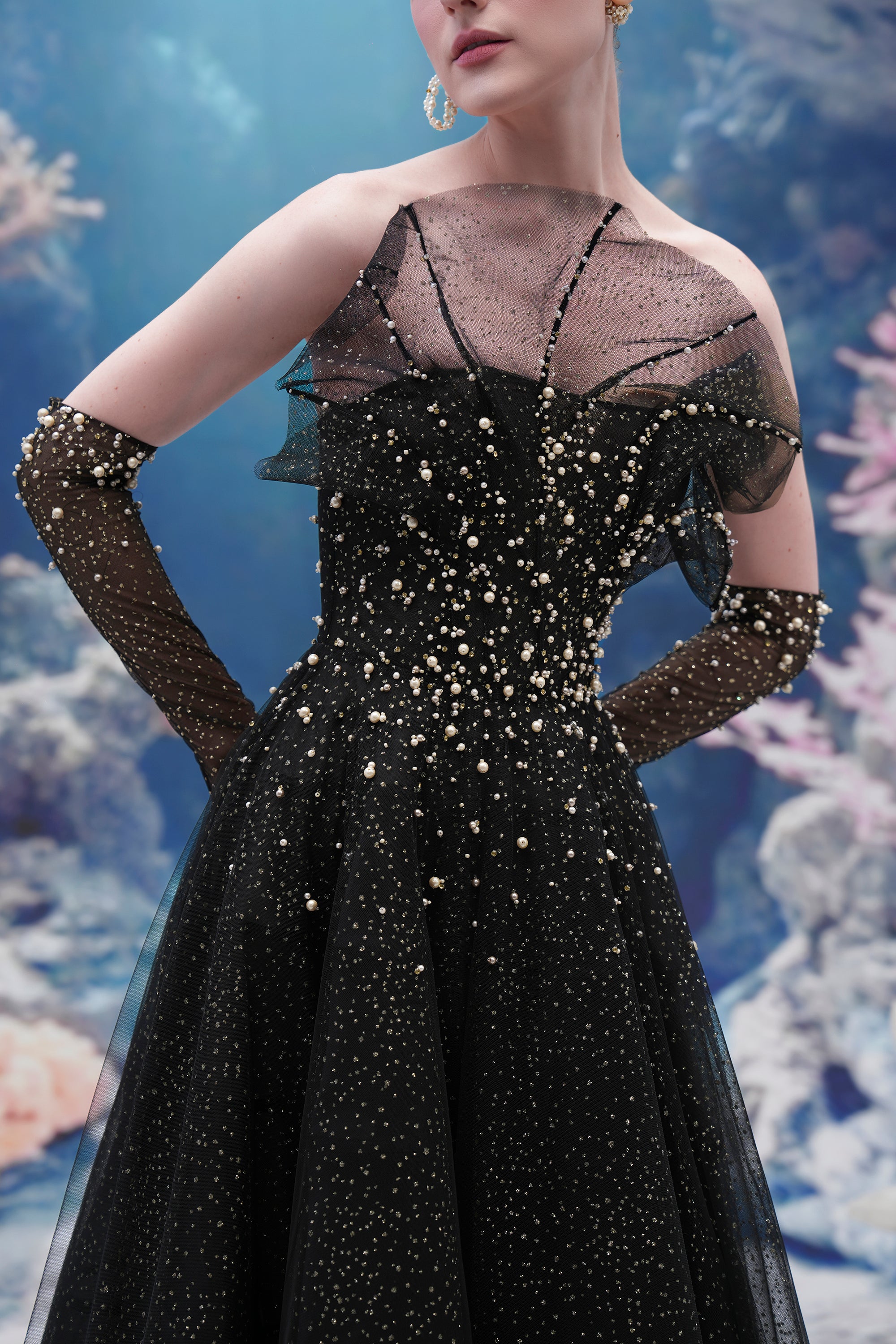 Delmare Glitter Tulle Dress & Lanae Glitter Tulle Gloves