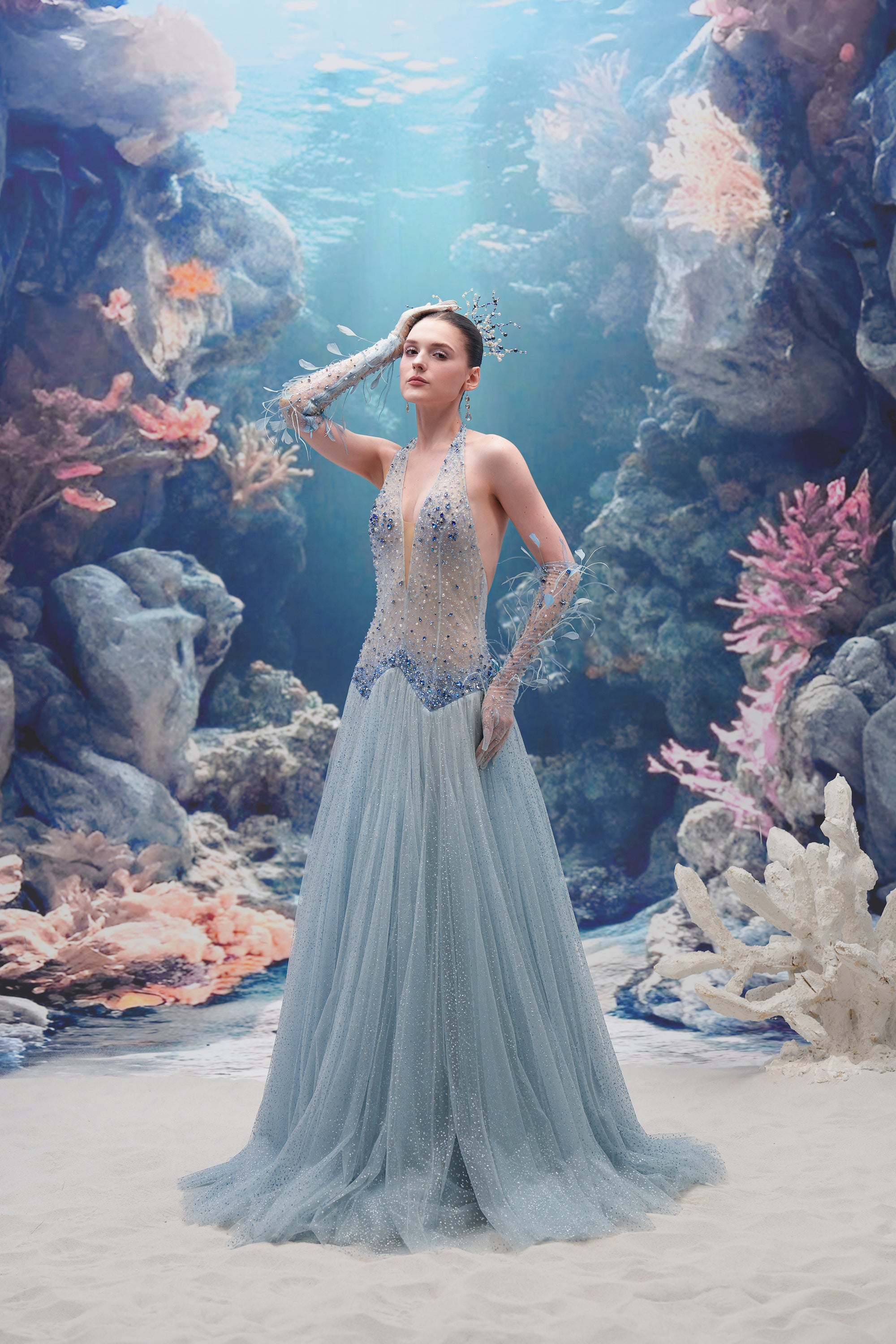 Muriel Glitter Tulle Dress & Corisande Glitter Tulle Gloves