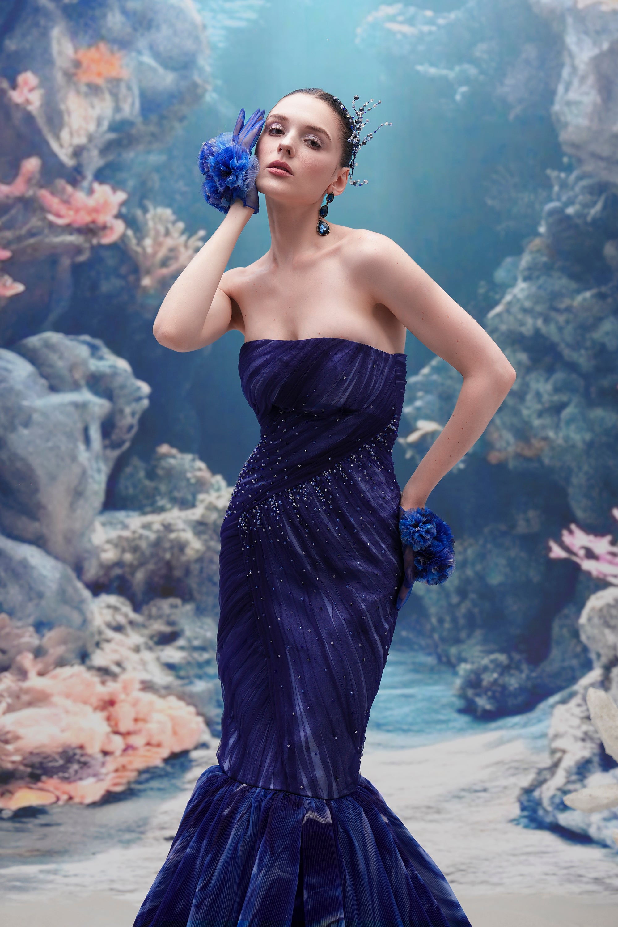 Coralia Tulle & Organza Dress And Ophelia Tulle & Organza Gloves