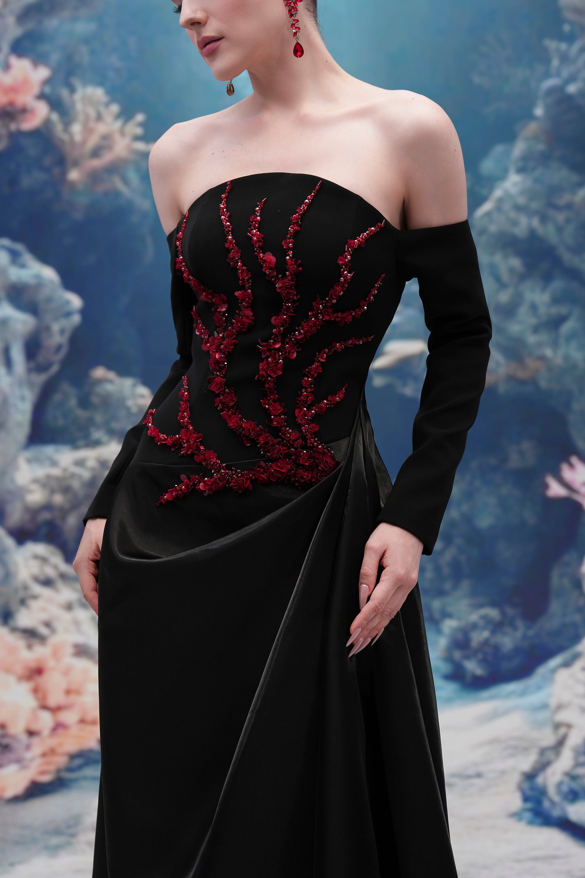 Sephira Crepe & Water Silk Taffeta Dress