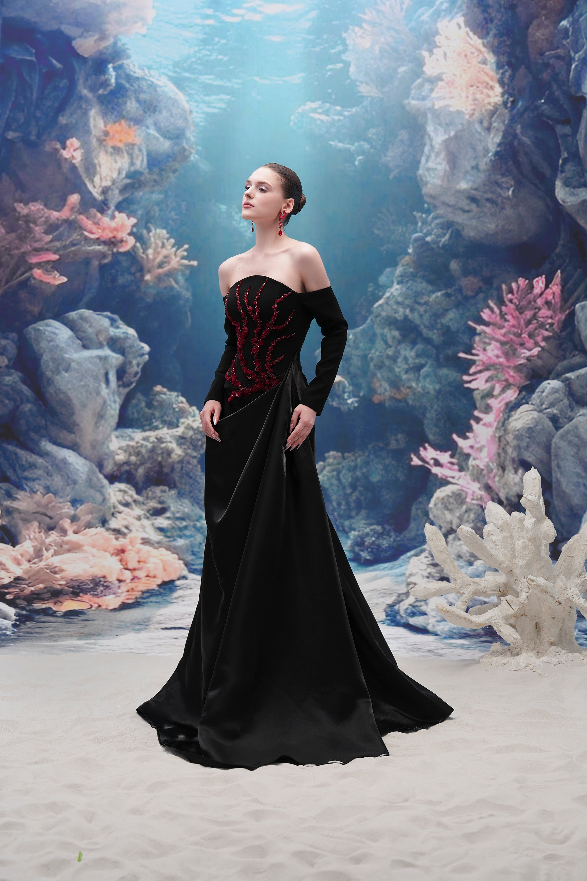 Sephira Crepe & Water Silk Taffeta Dress