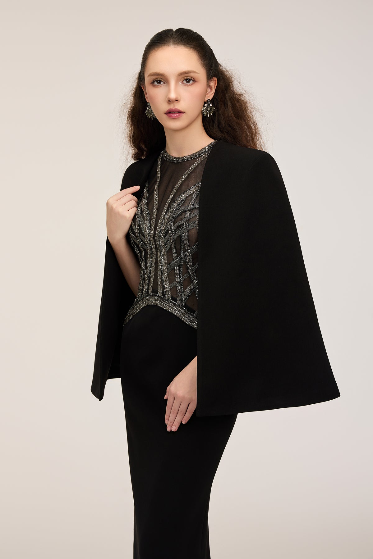 Yara Crepe & Tulle dress  and Anaya Crepe Cape
