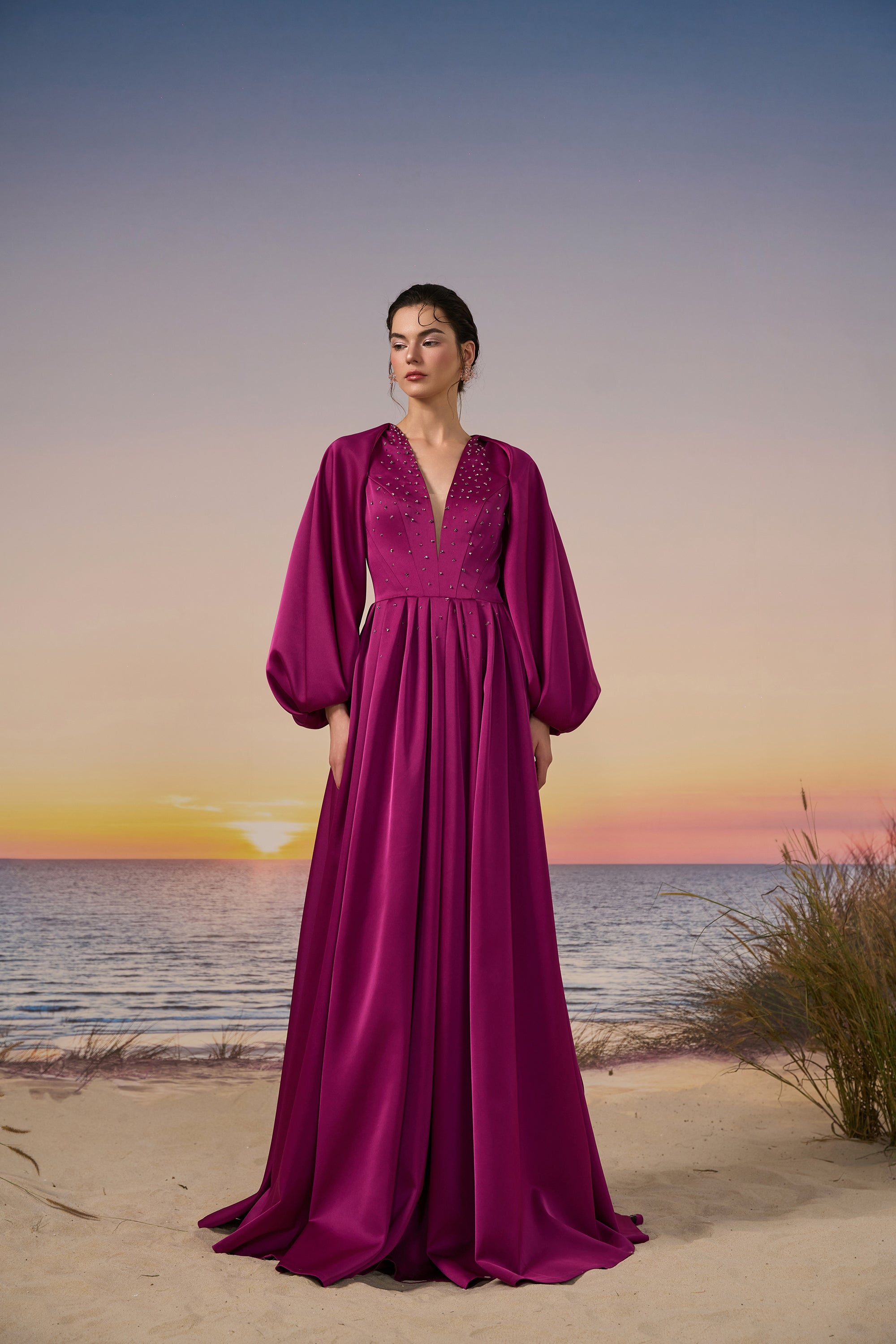 Viola silk satin dress