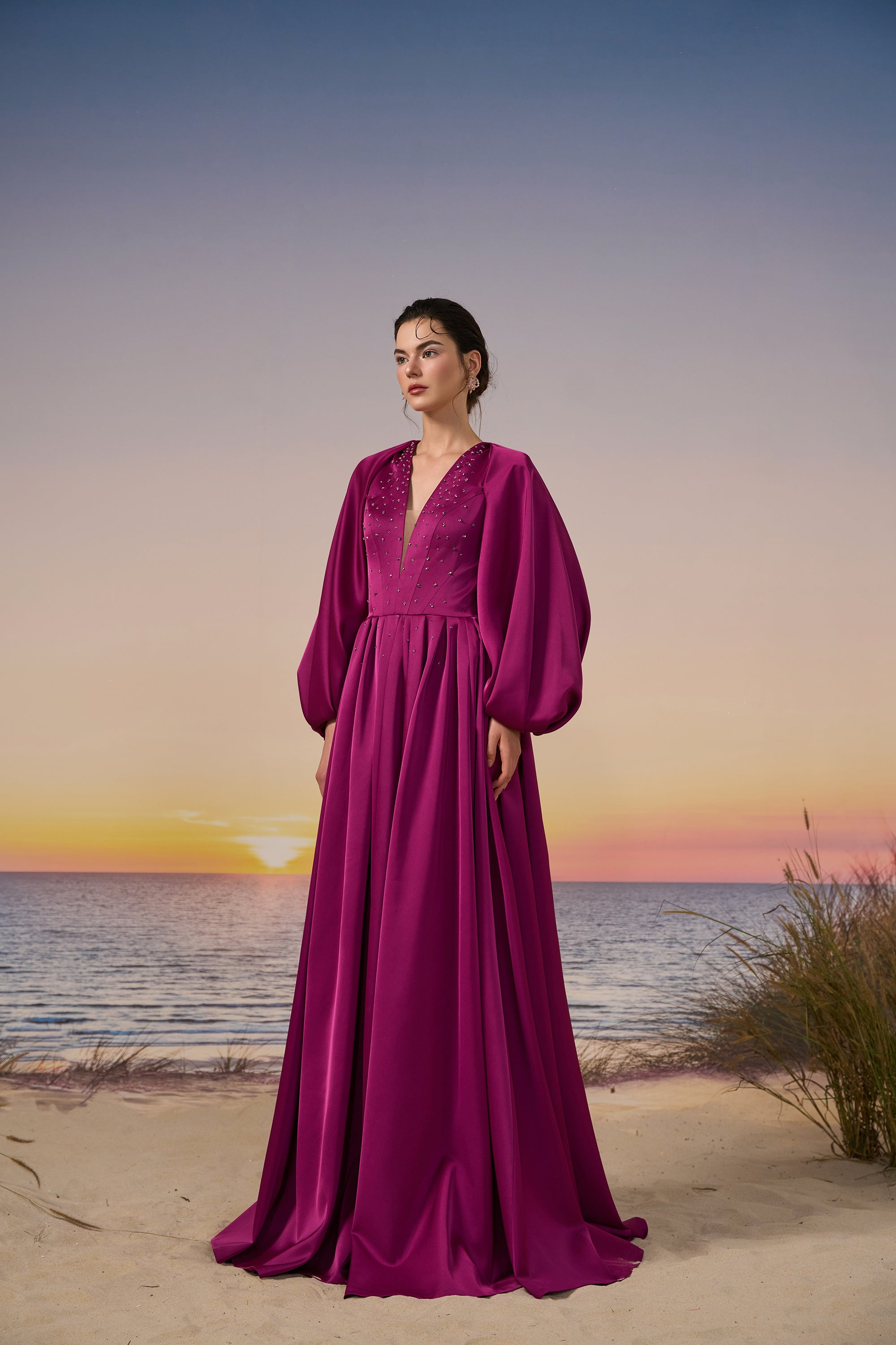 Viola silk satin dress