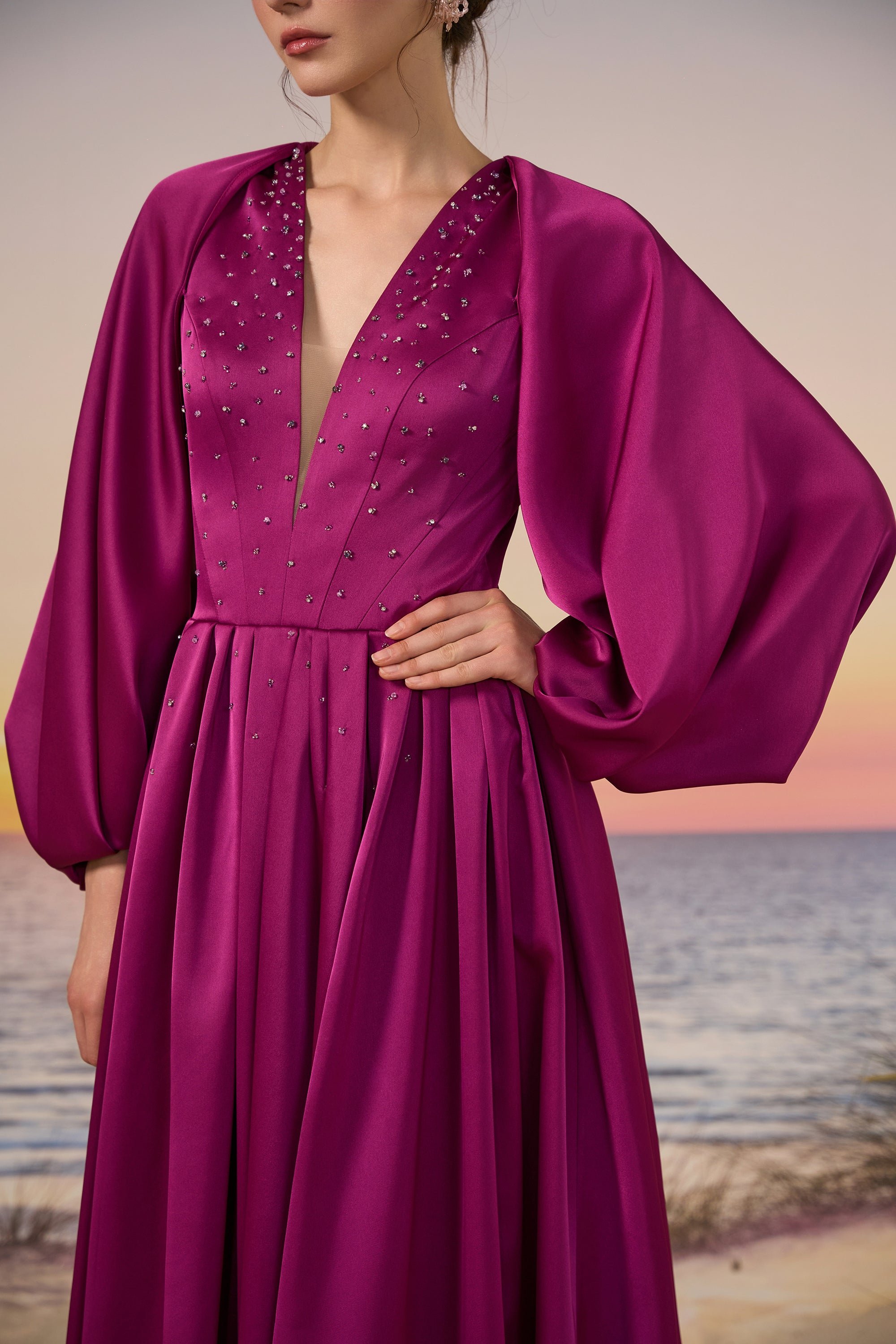 Viola silk satin dress