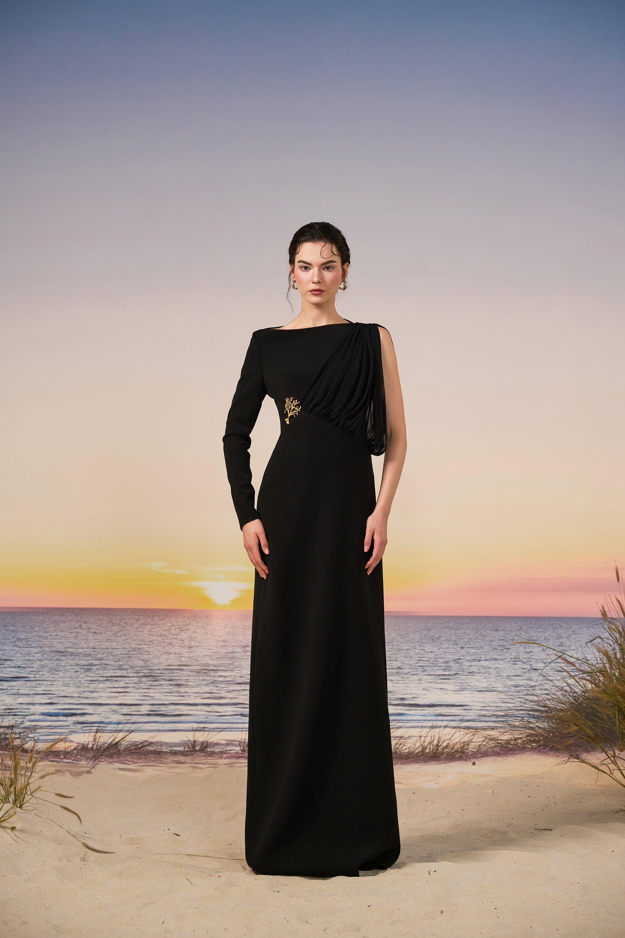 Dahlia crepe & chiffon dress