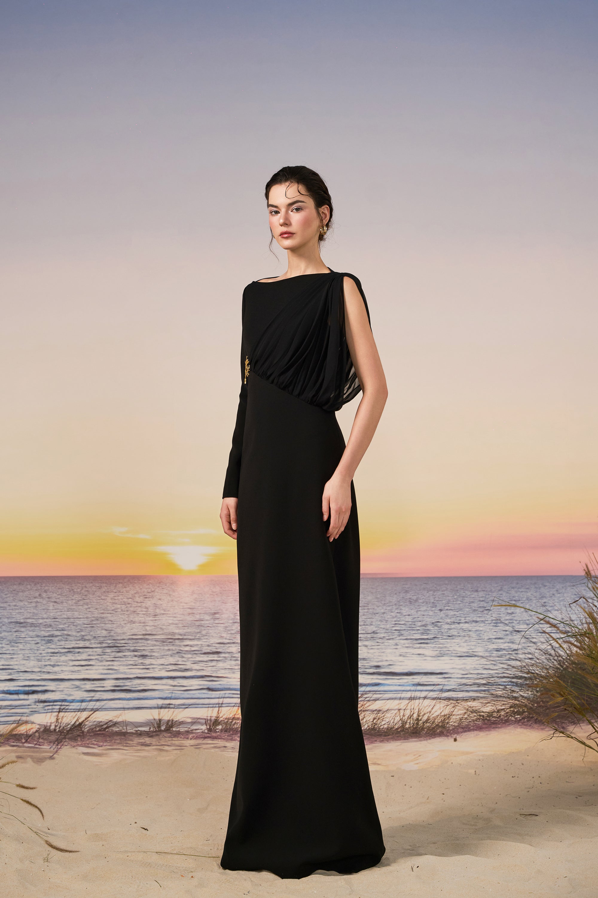 Dahlia crepe & chiffon dress