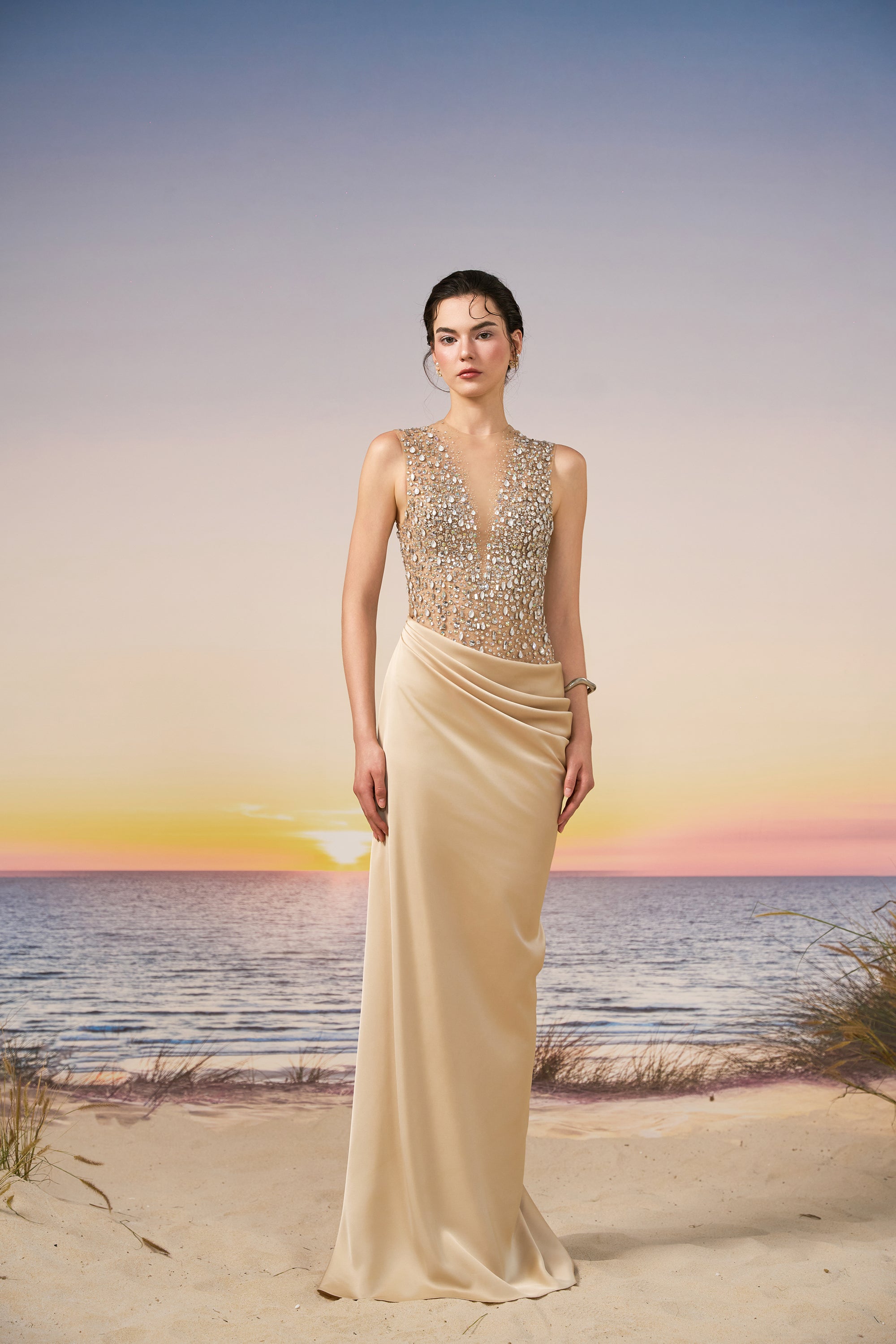 Elara Silk Satin & Tulle dress