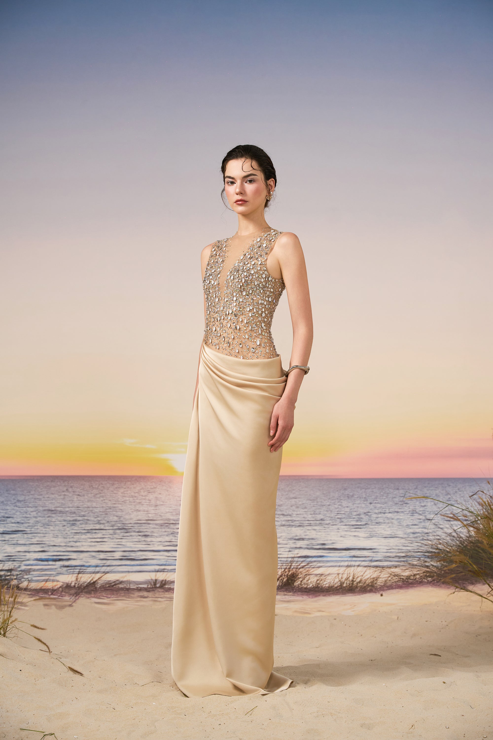 Elara Silk Satin & Tulle dress