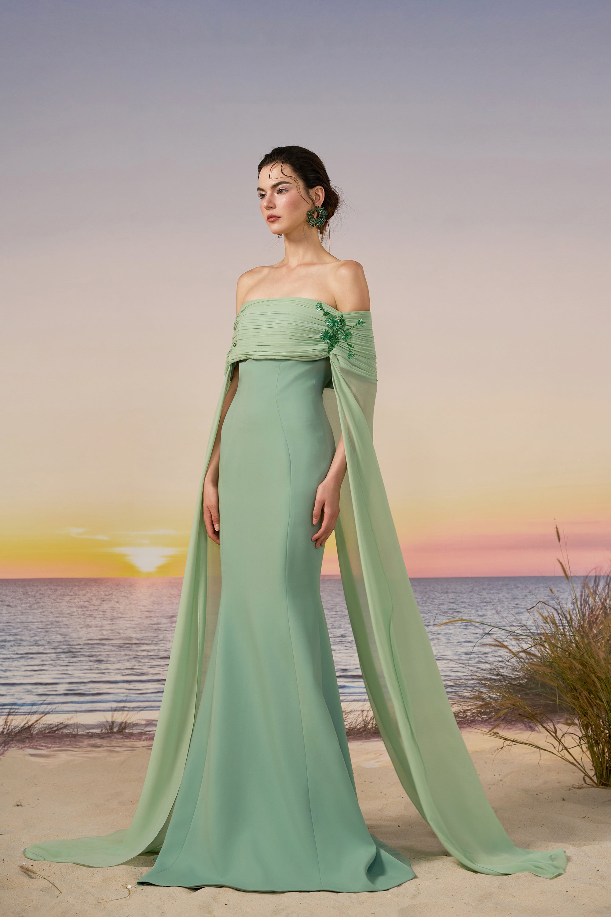 Vana crepe & chiffon dress