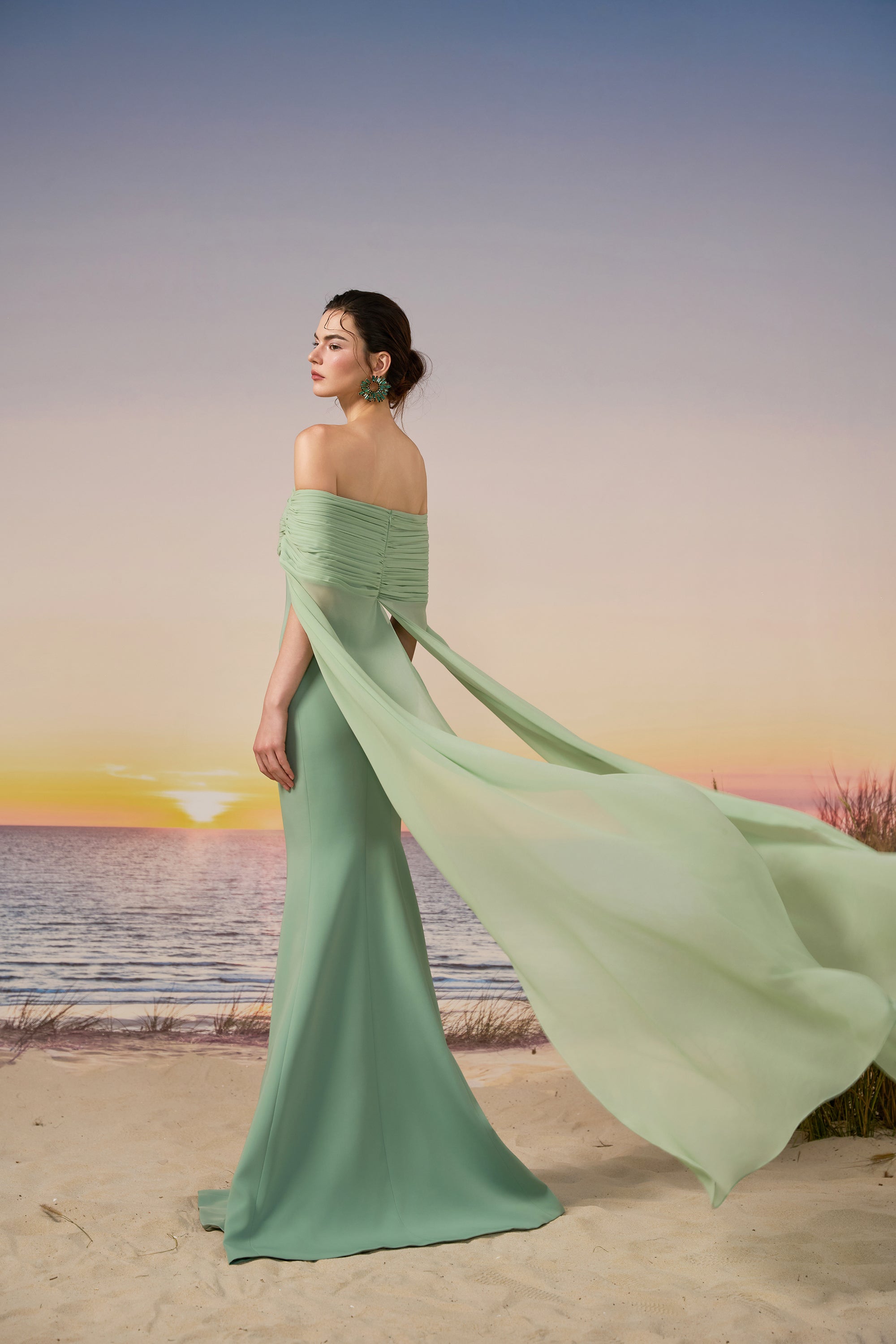 Vana crepe & chiffon dress