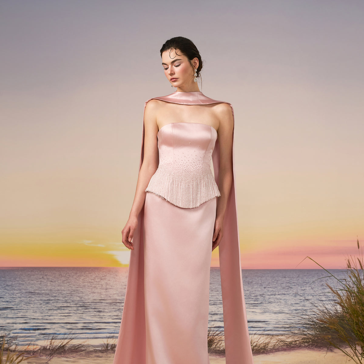 Luz silk taffeta dress Beige / L
