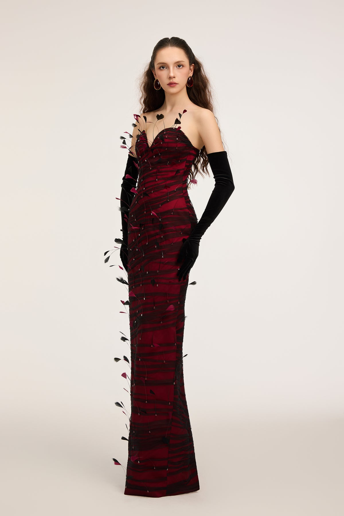 Maribel Silk & Tulle dress and Velvet Gloves