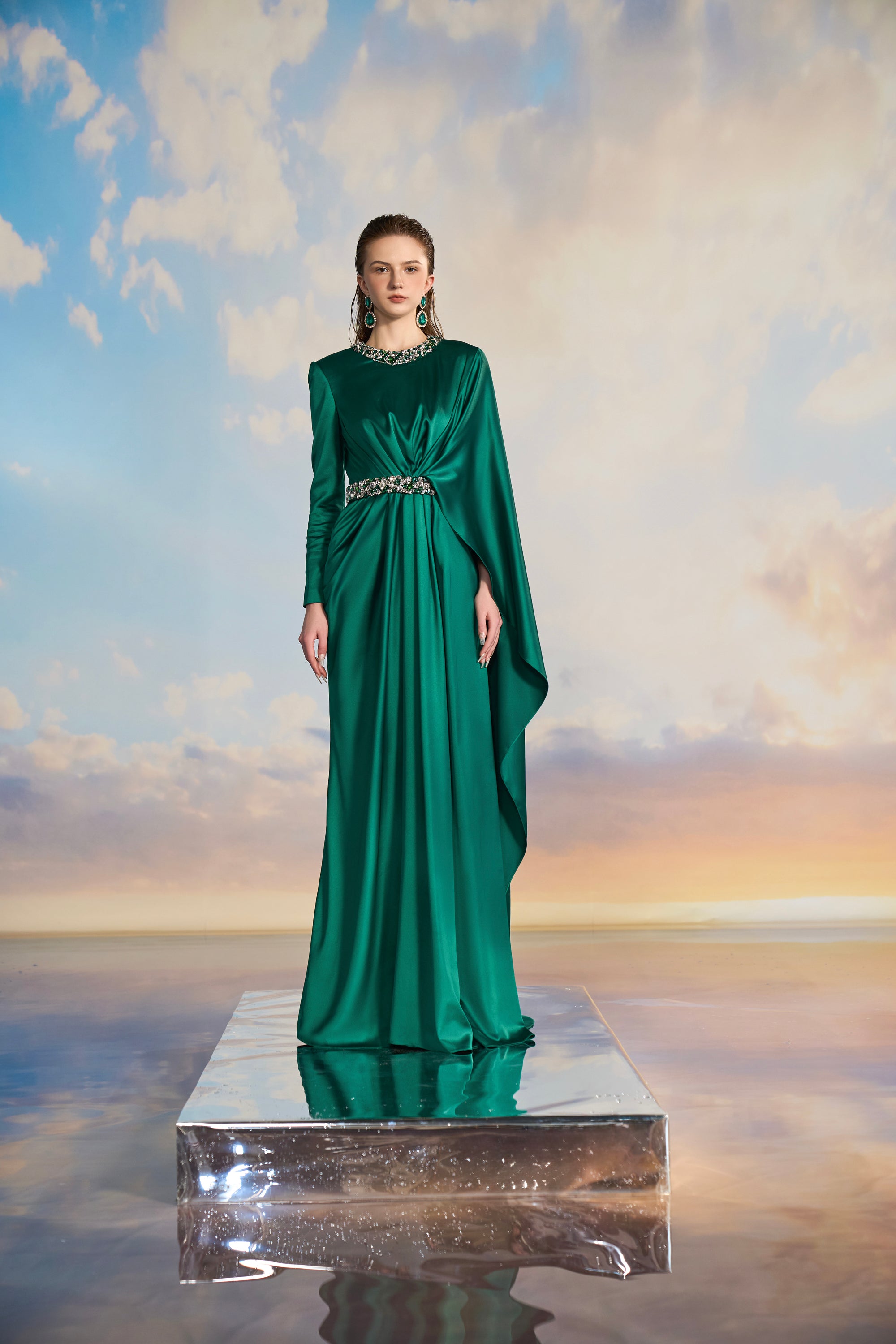 Aurelia Silk satin Flared dress