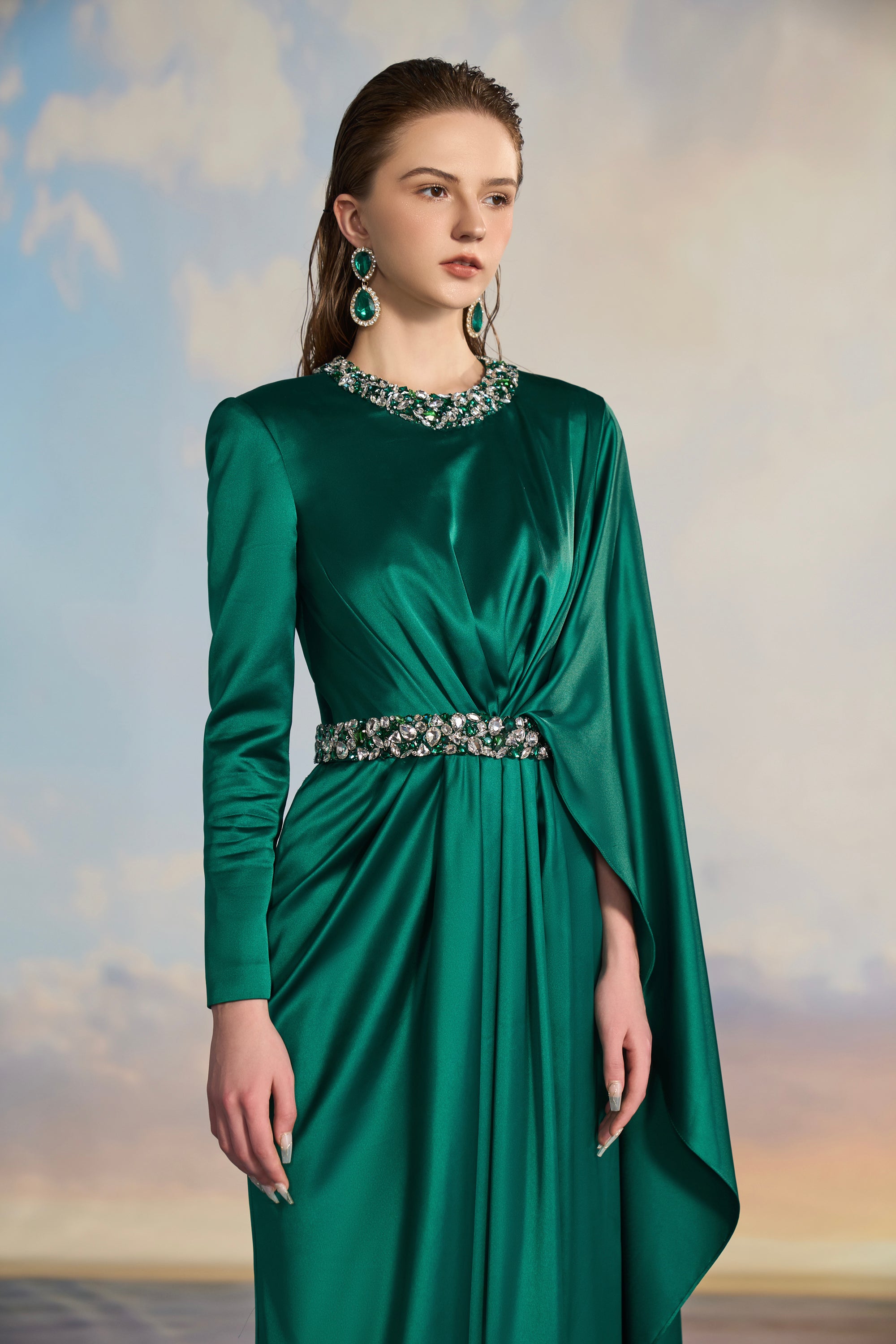 Aurelia Silk satin Flared dress
