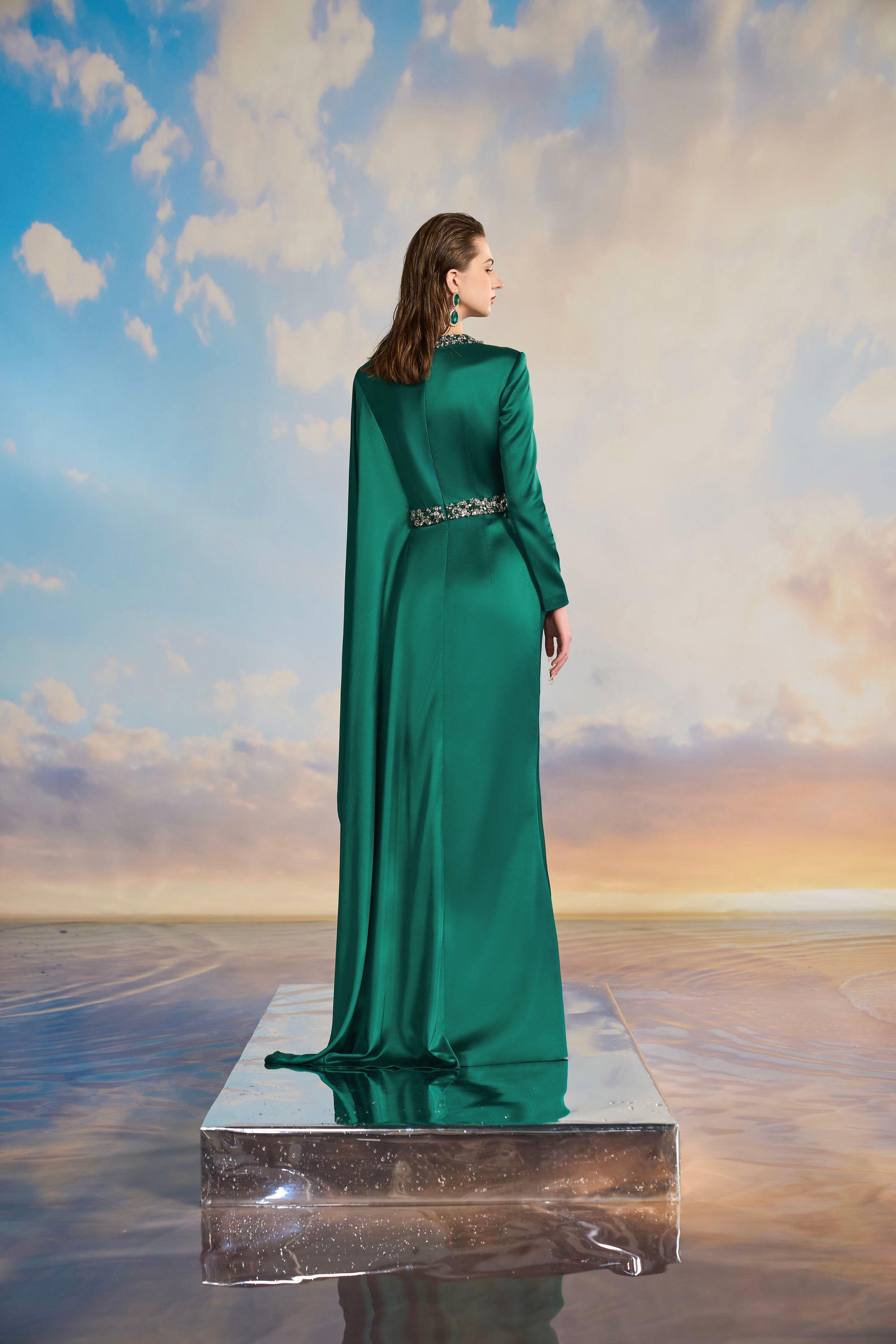 Aurelia Silk satin Flared dress