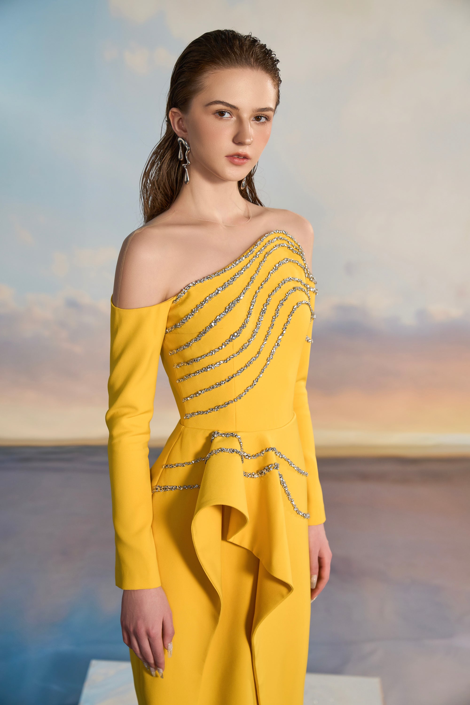 Elysia Crepe peplum dress