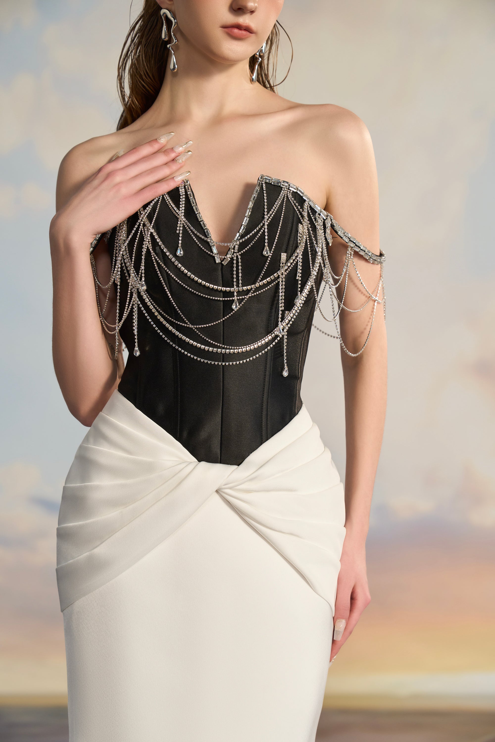 Oriana Royal Taffeta fishtail dress