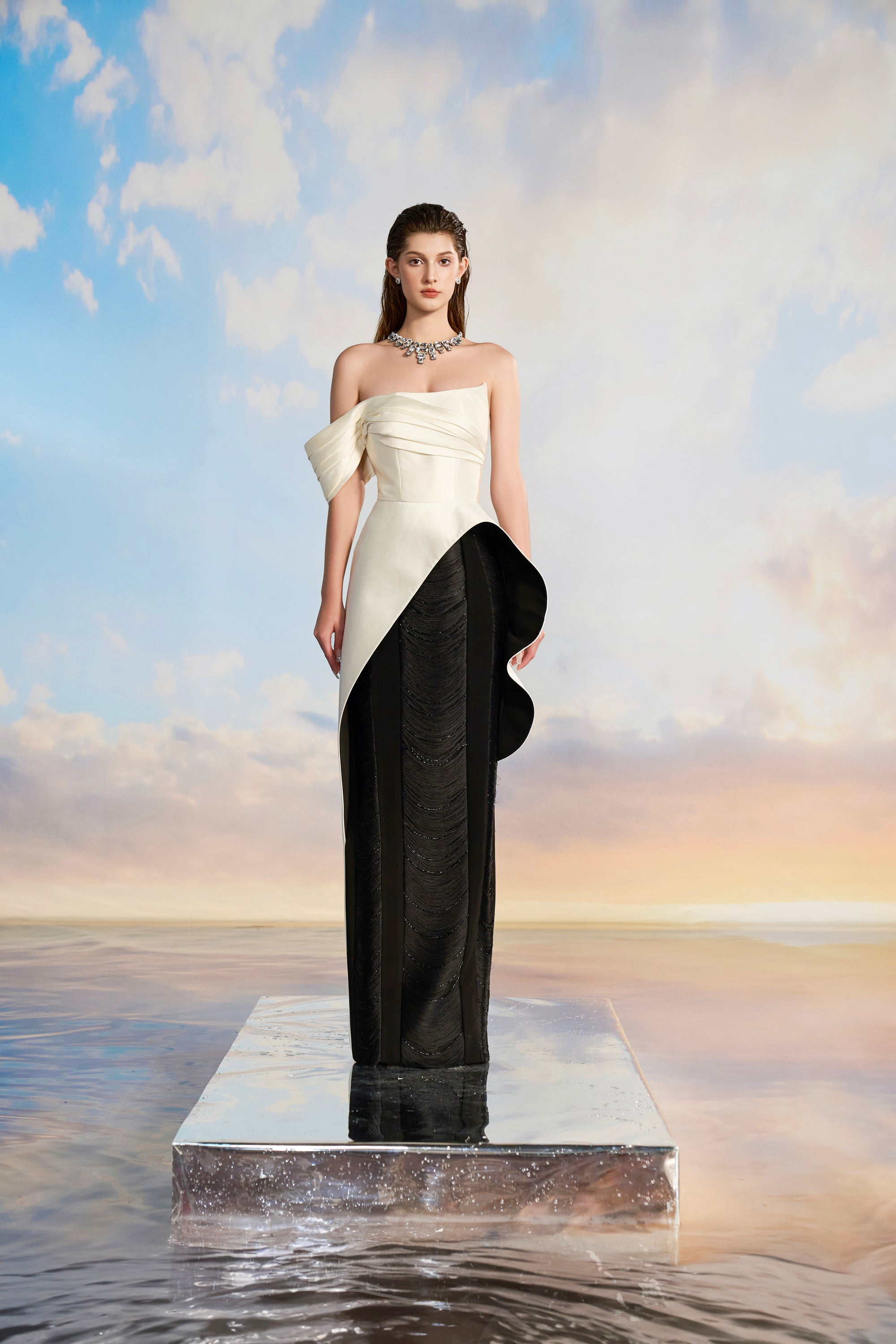 Amelinda Royal Taffeta peplum dress