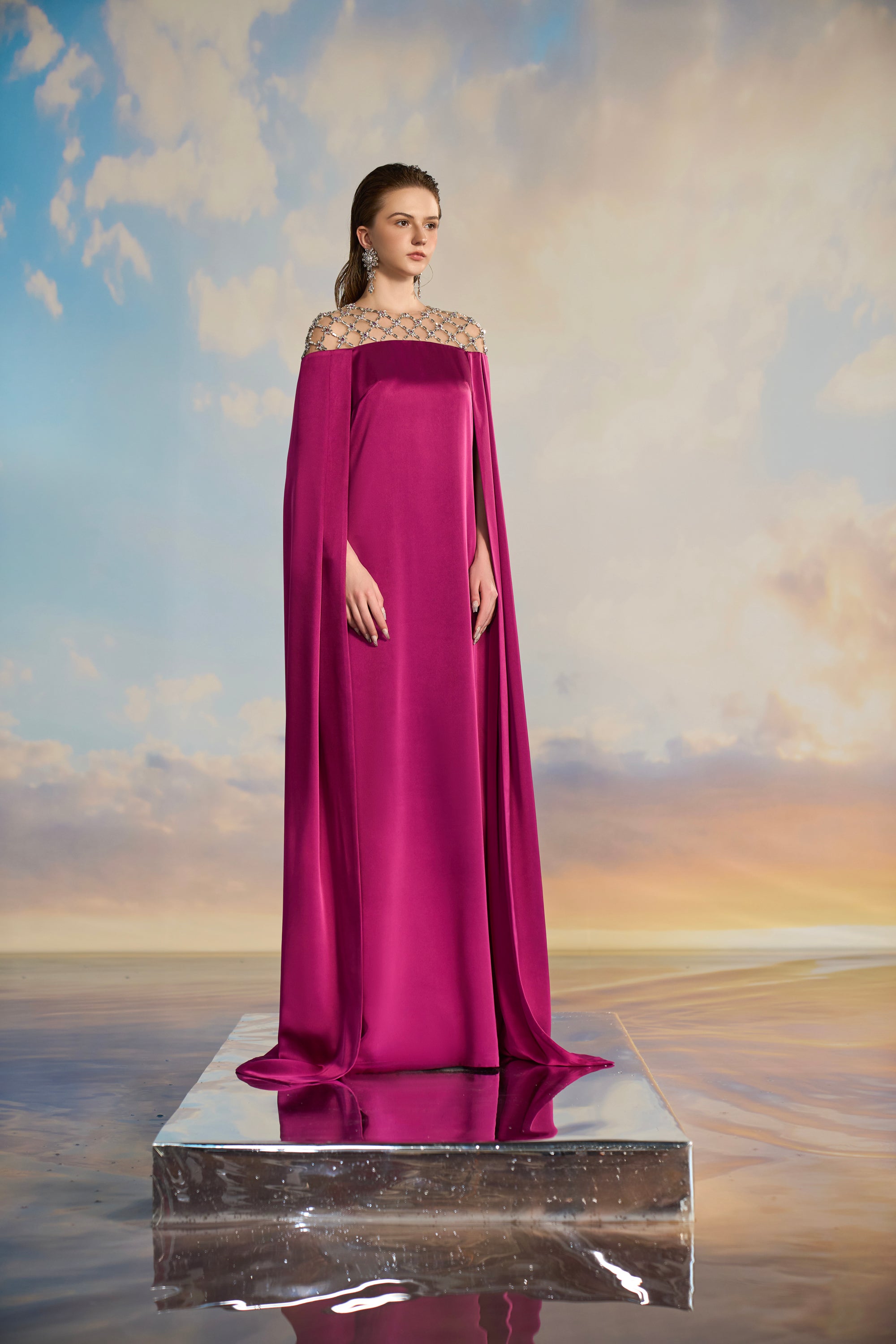 Meliora Silk satin A-line dress