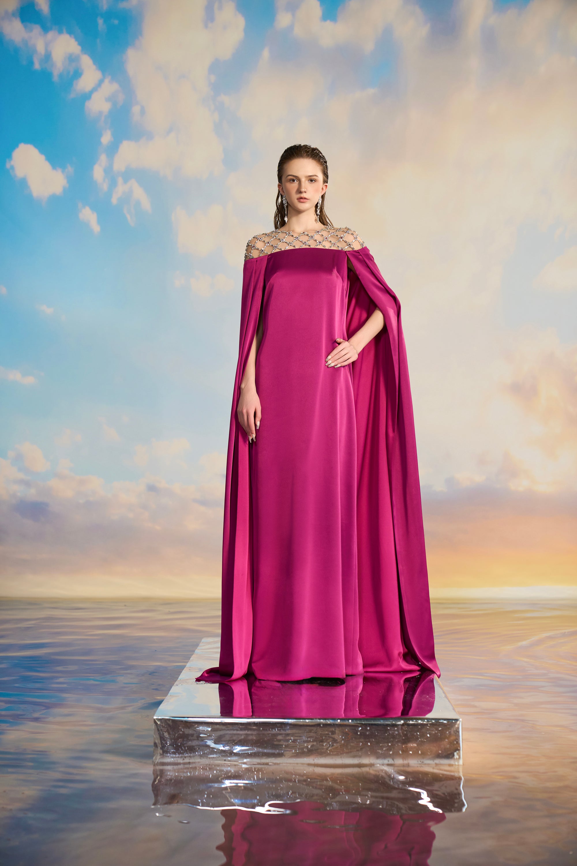 Meliora Silk satin A-line dress