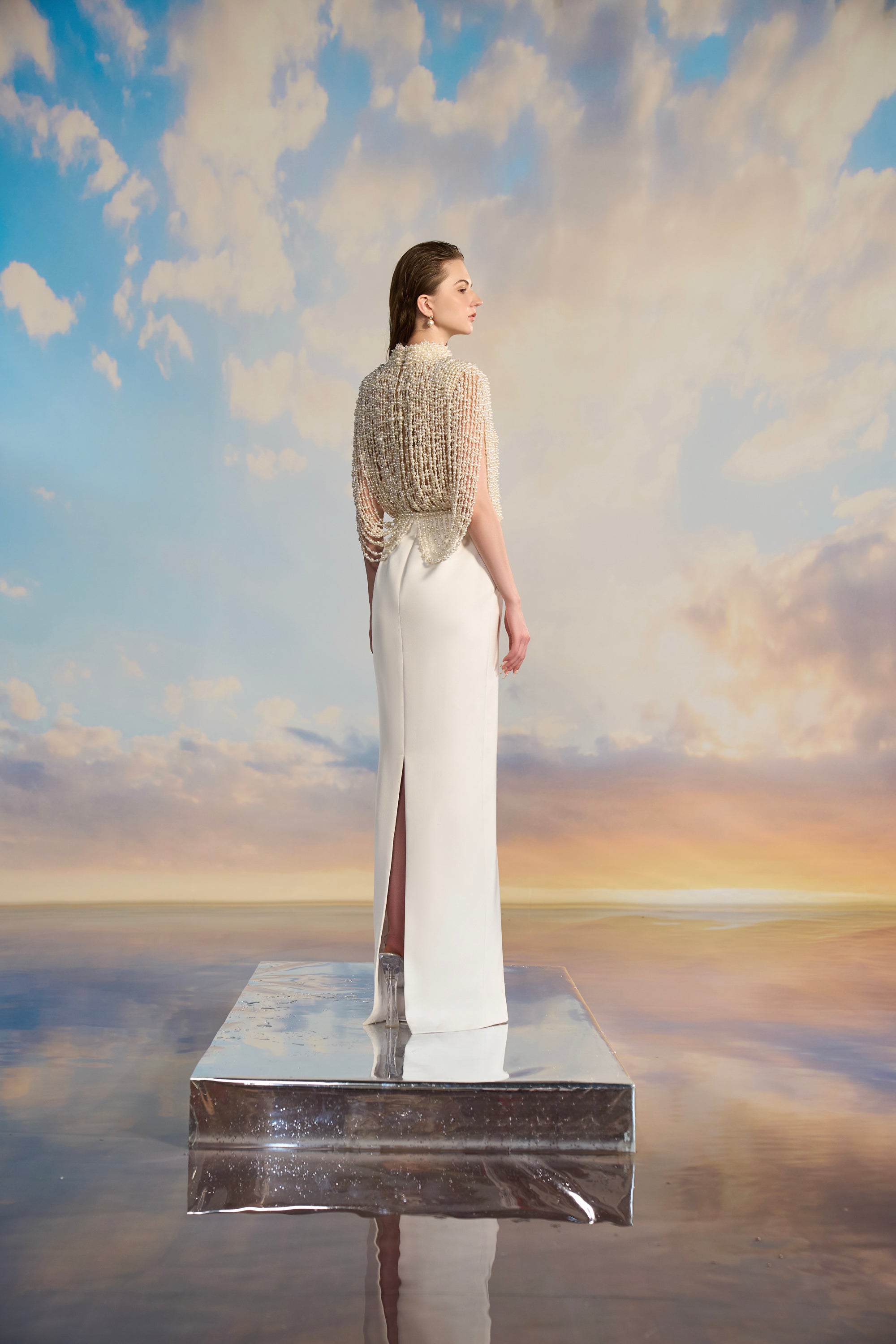 Celine Pearl mixed Luxury Taffeta dress