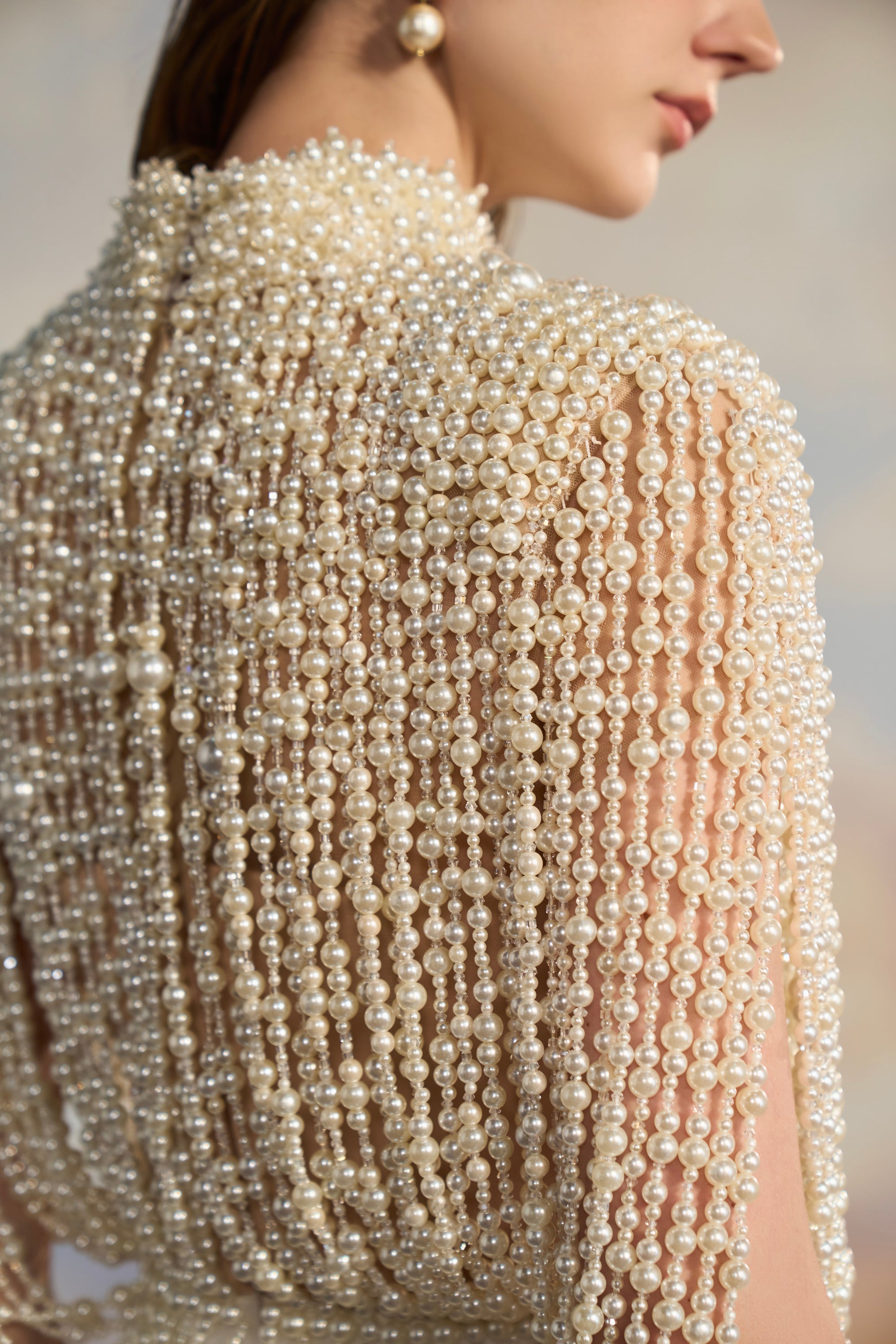 Celine Pearl mixed Luxury Taffeta dress