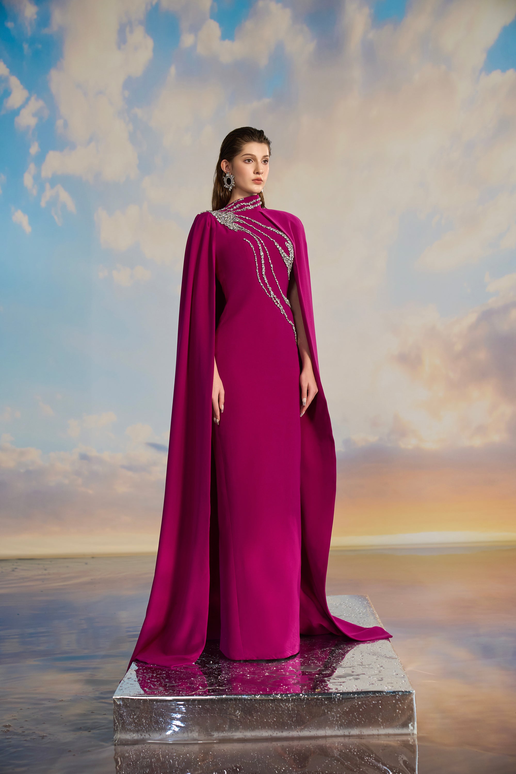 Veronica Crepe flow crystal dress