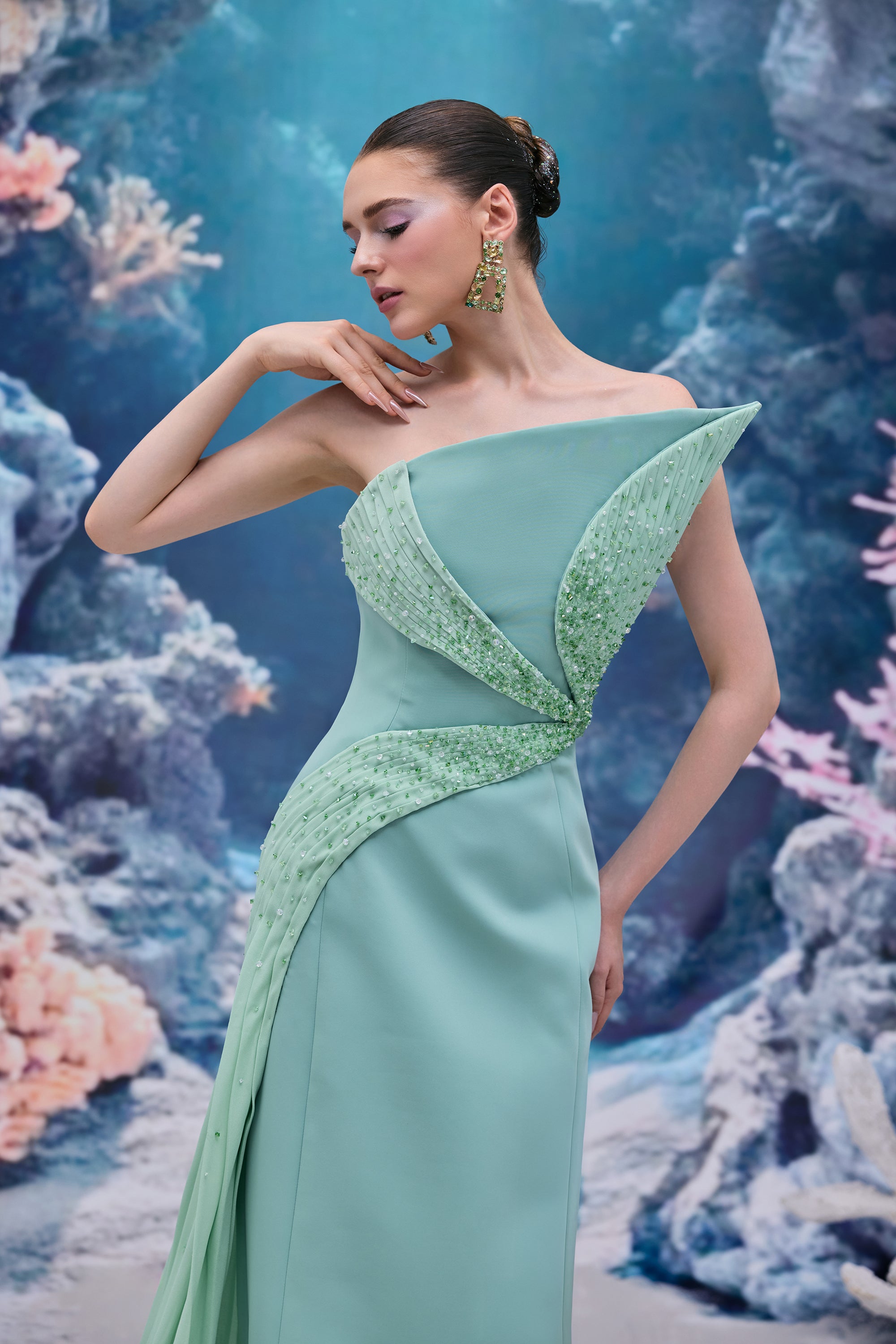 Liora Crepe & Chiffon Dress