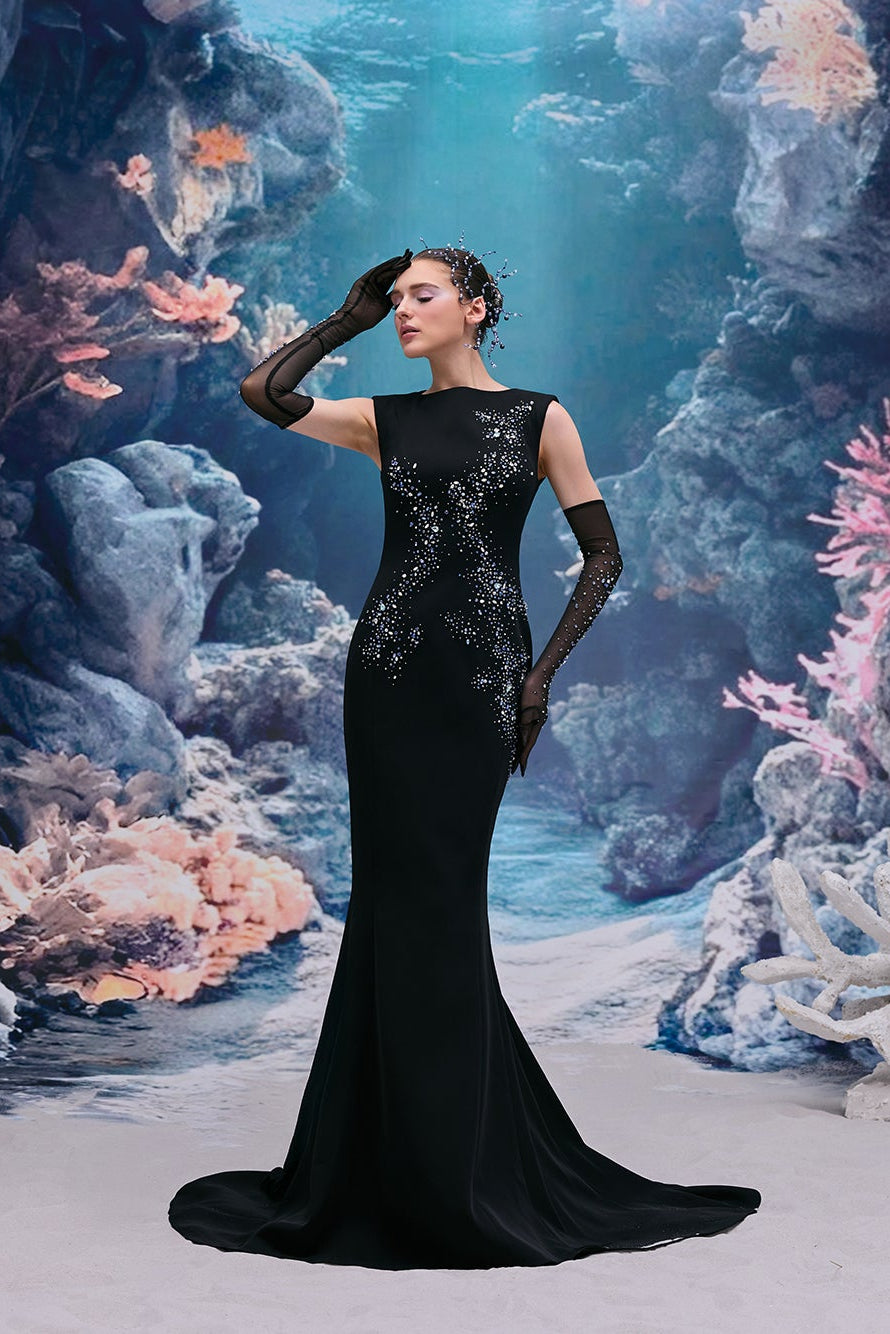 Leona Crepe Dress & Vellana Tulle Gloves