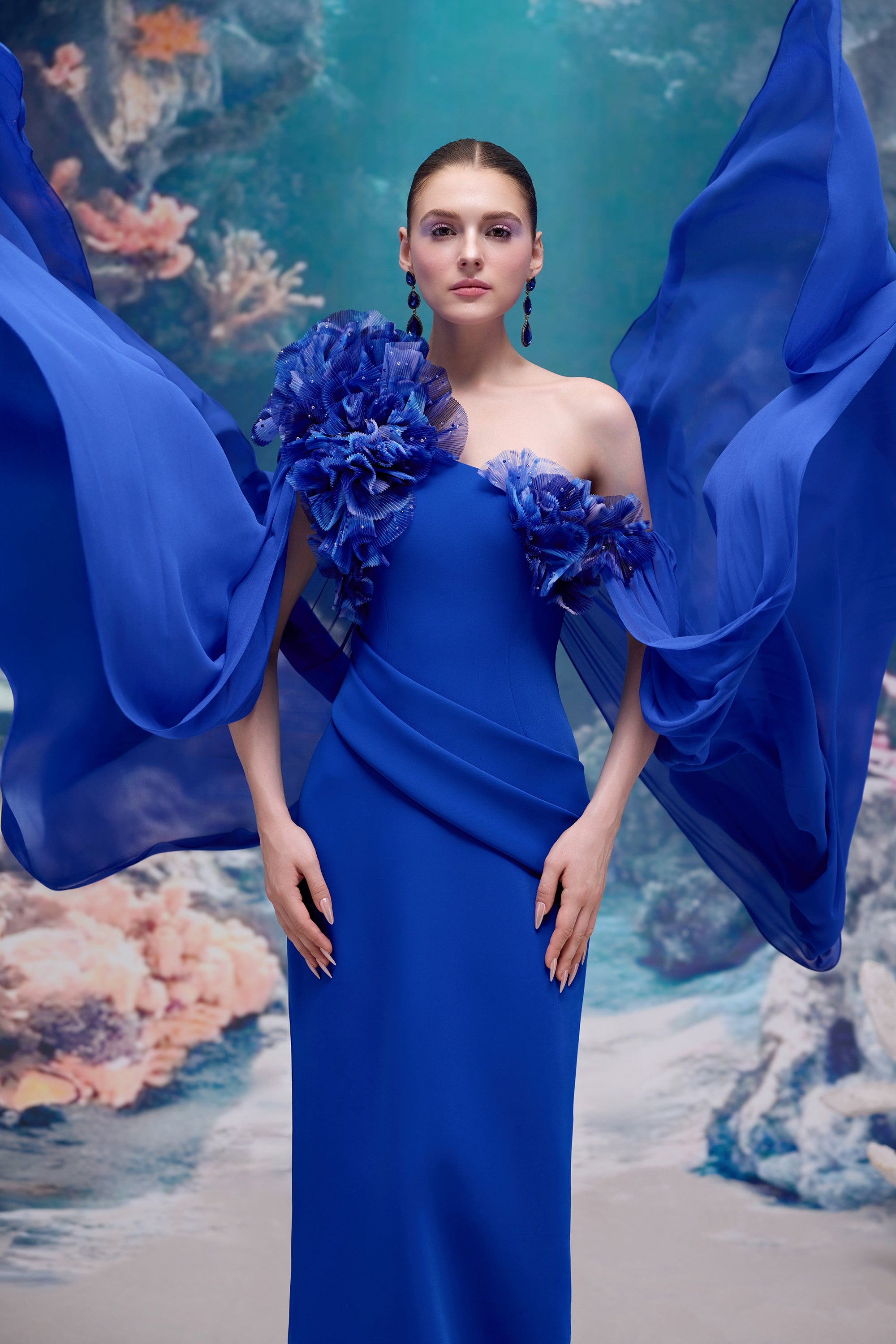 Calista Crepe & Chiffon Dress